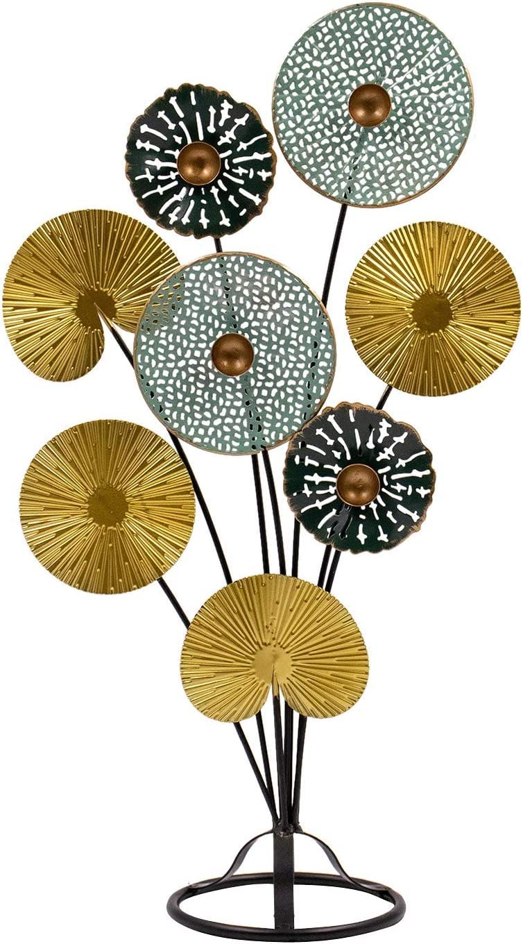 Mex Metall Skulptur Dekofigur Blumen Flower aus Metall Kreise 53x32cm Deko Wohndeko stehend