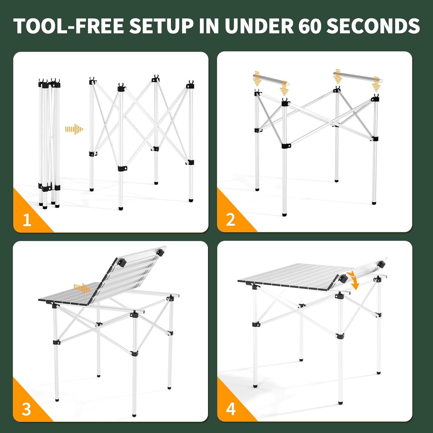 Lightweight Folding Camping Table with Carry Bag︱Ultra-Compact Aluminum Table for Picnic, Beach, Traveling, Backyards, BBQ (Color: White)