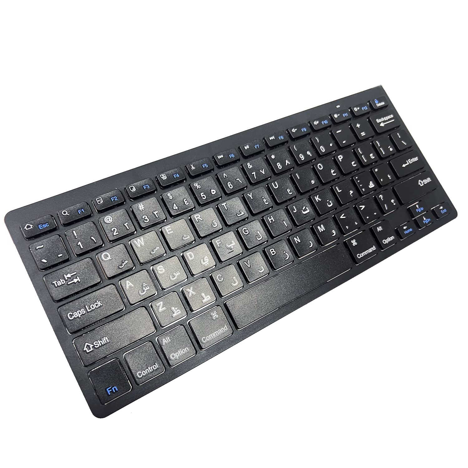 VUCATIN Arabic Language Wireless Bluetooth Keyboard, 10M Bluetooth Range 76 Key Arabic Blue Switch Keyboard IOS Android Available 3-Months Work for Multi Device Windows Mac Laptop Macbook Pro (Black)