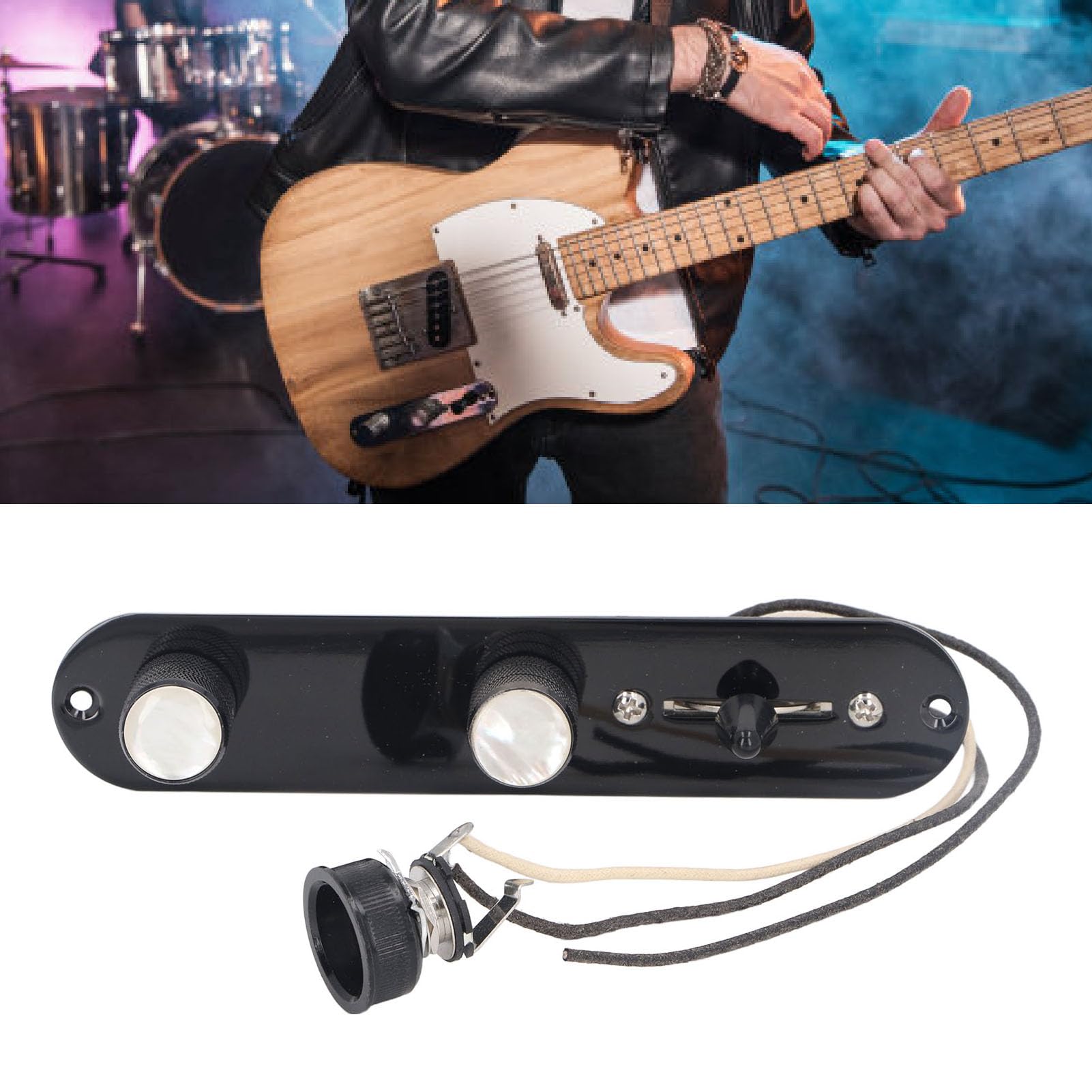 Piastra di Controllo per Chitarra Elettrica, Piastra di Volume a 3 Vie con Imbracatura, Controllo del Volume e del Tono, per Musicisti e Amanti della Musica Rock, Blues, Pop