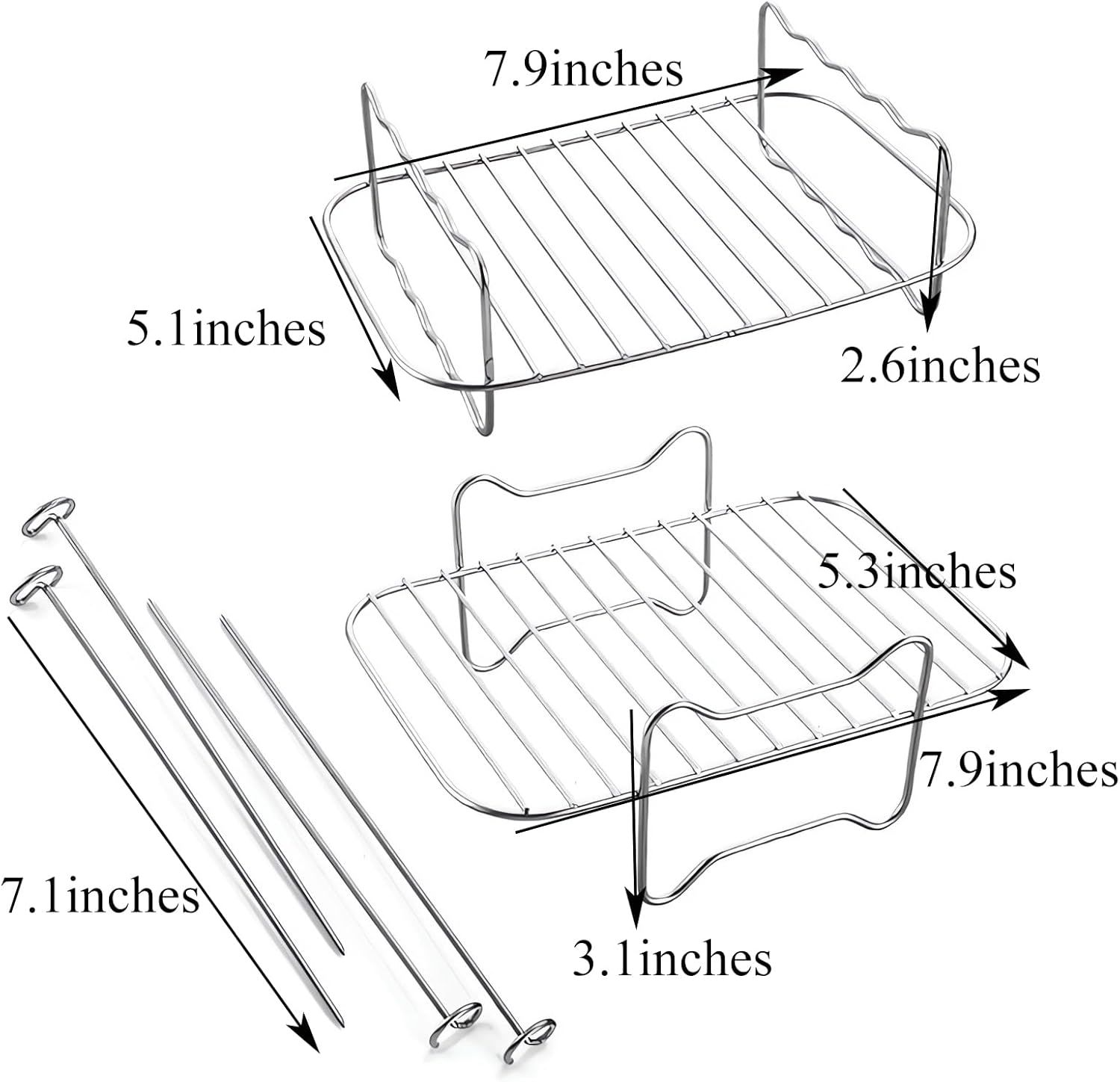 Dual Basket Air Fryer Accessories, 2 Packs Air Fryer Racks with 100pcs Parchment Paper for Ninja Foodi DZ401/ DZ201 and Other 8-10 QT Dual AirFryer