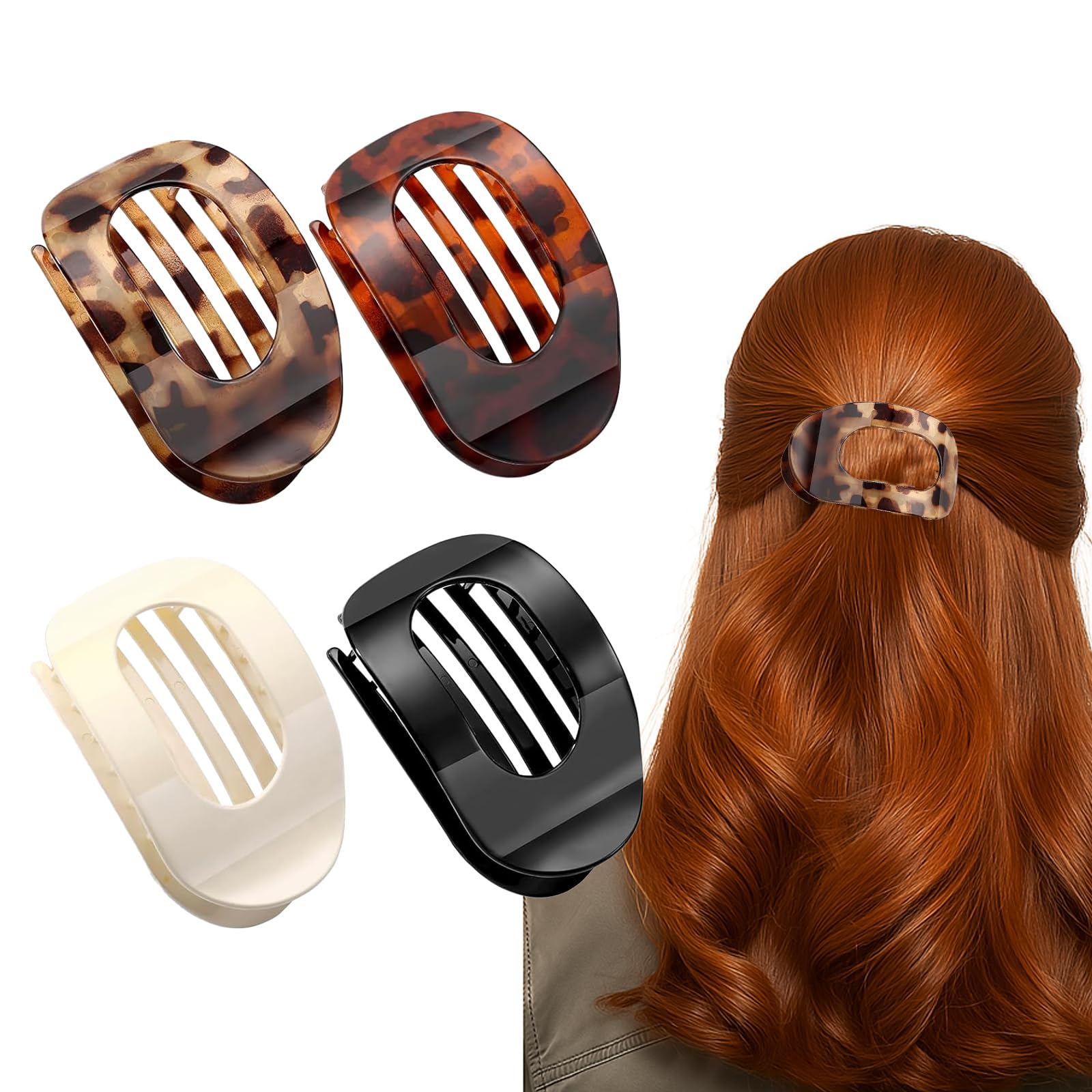 Flat Hair Claw Clips, Flat Claw Clip, Flat Hair Clips, Oval Shine Design for Women & Girls