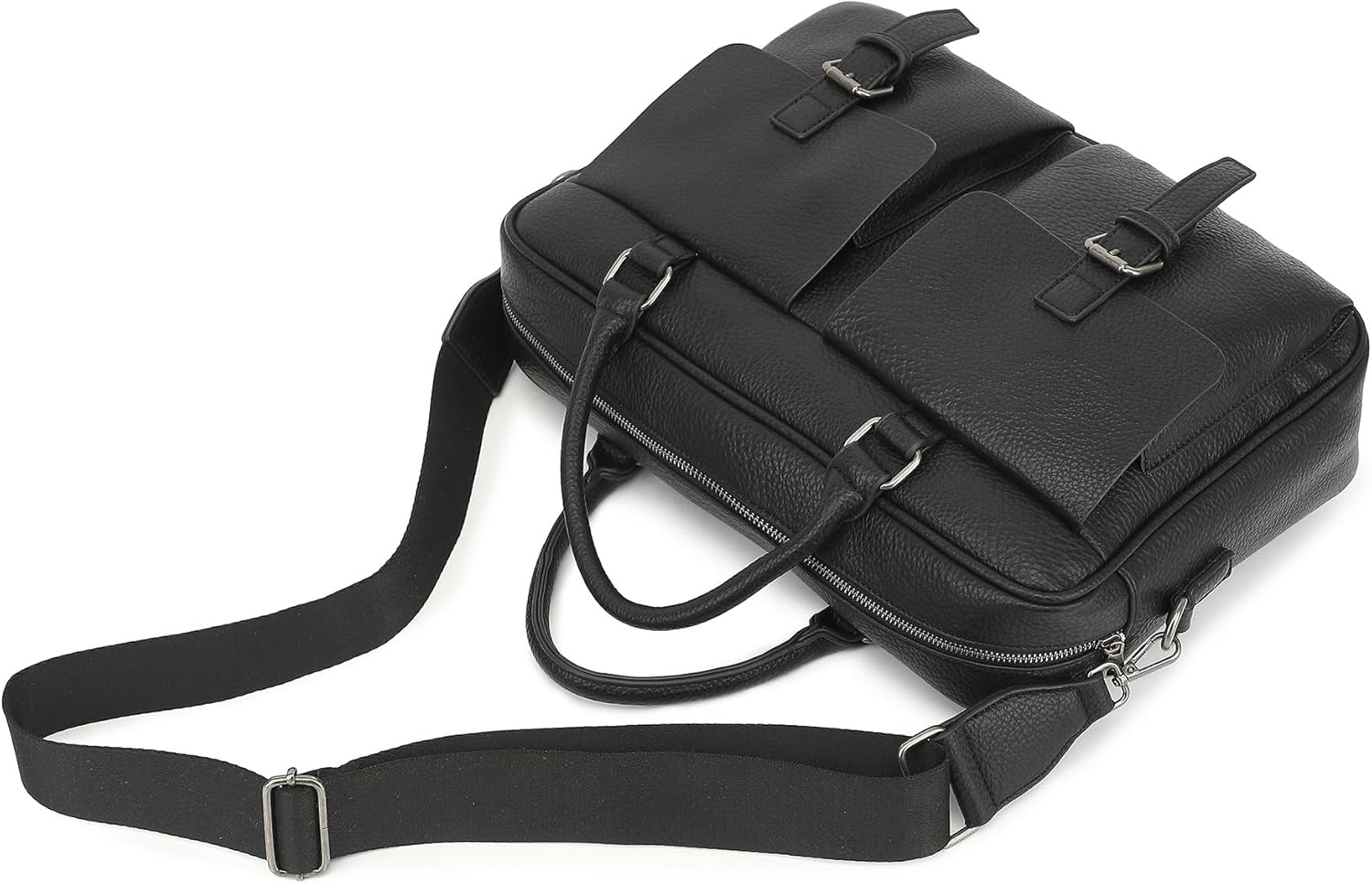 PU Leather Laptop Briefcase, Water Repellent, Multi-Functional, Laptop Shoulder Bag For laptop up to 15.6 inch (Black PU) - Image 5