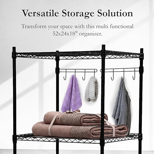 Miniatura 4 de Mini soporte para refrigerador de 2 niveles con almacenamiento, estante de almacenamiento de metal de altura ajustable con ganchos y forros, carrito