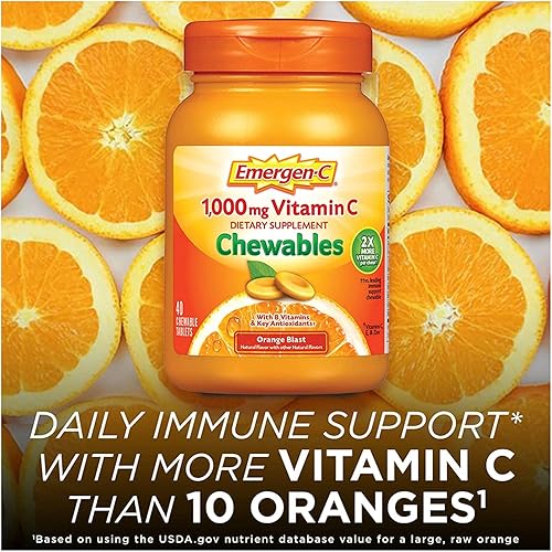 Miniatura 3 de Emergen-C 1000 mg Vitamina C Masticables, Orange Blast, 40 ea - 2 unidades