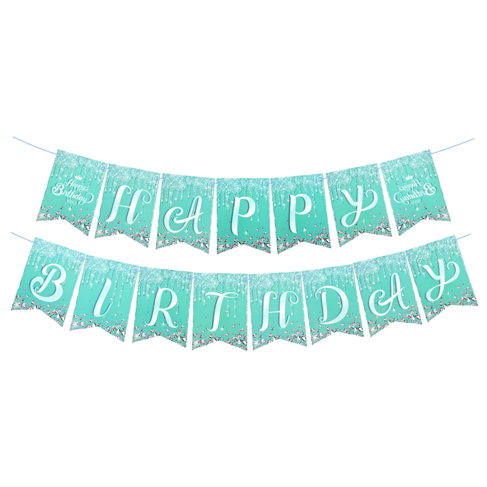 Norbiariz Teal Glitter Icicle "Happy Birthday" Banner – Winter & Frozen Themed Birthday Banner for Girls, Winter Wonderland Party Supplies, Photo Booth Backdrop, Birthday Decorations