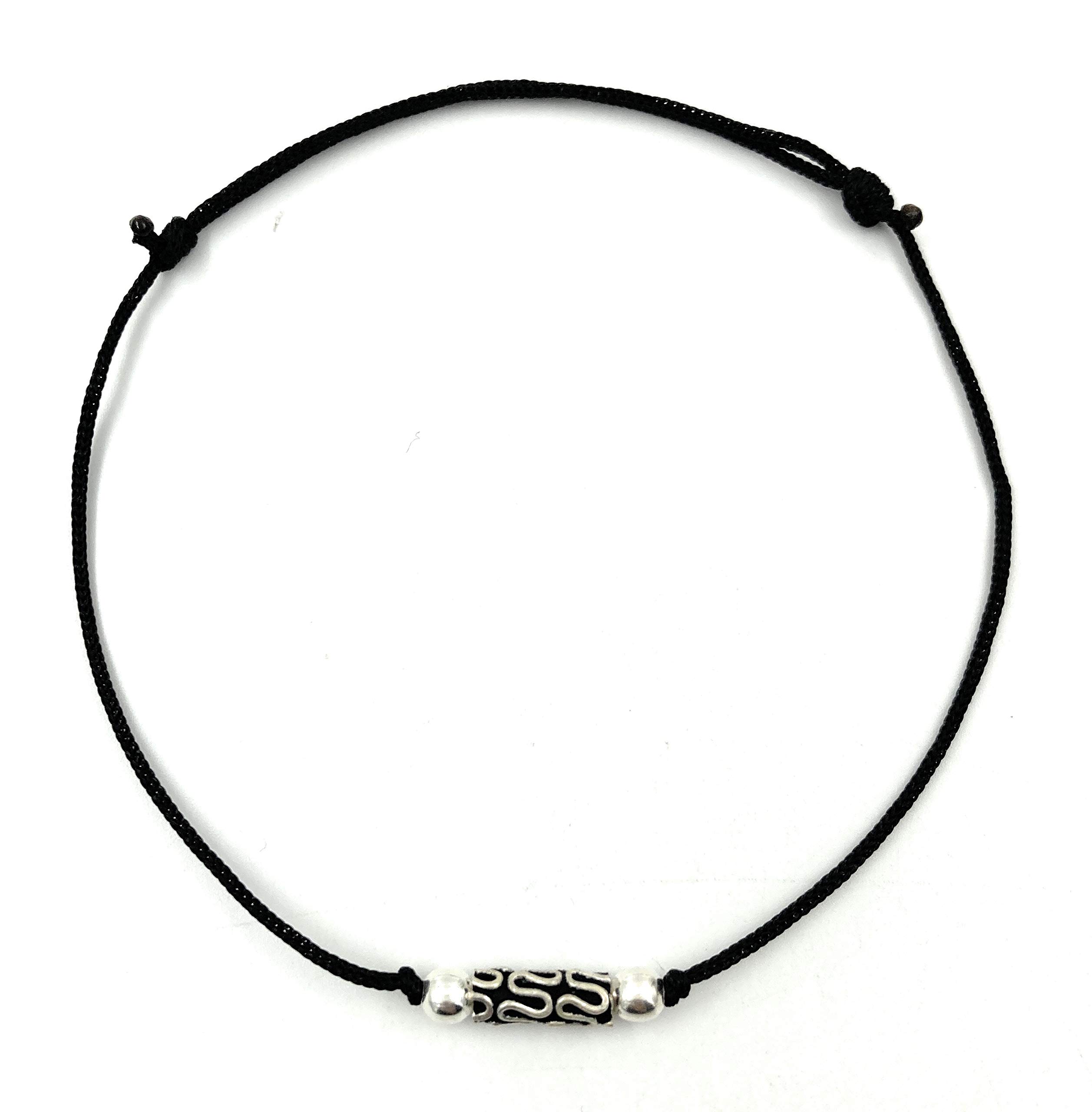 VRINDAM JEWELLERS 925 Sterling Silver Threaded Anklet For Girls & Women With Cylindrical Shape Charm In Black Thread |single piece| Adjustable |Weight Approx 2 GM (B08LMB9LMV) Amazon Price History, Amazon Price Tracker