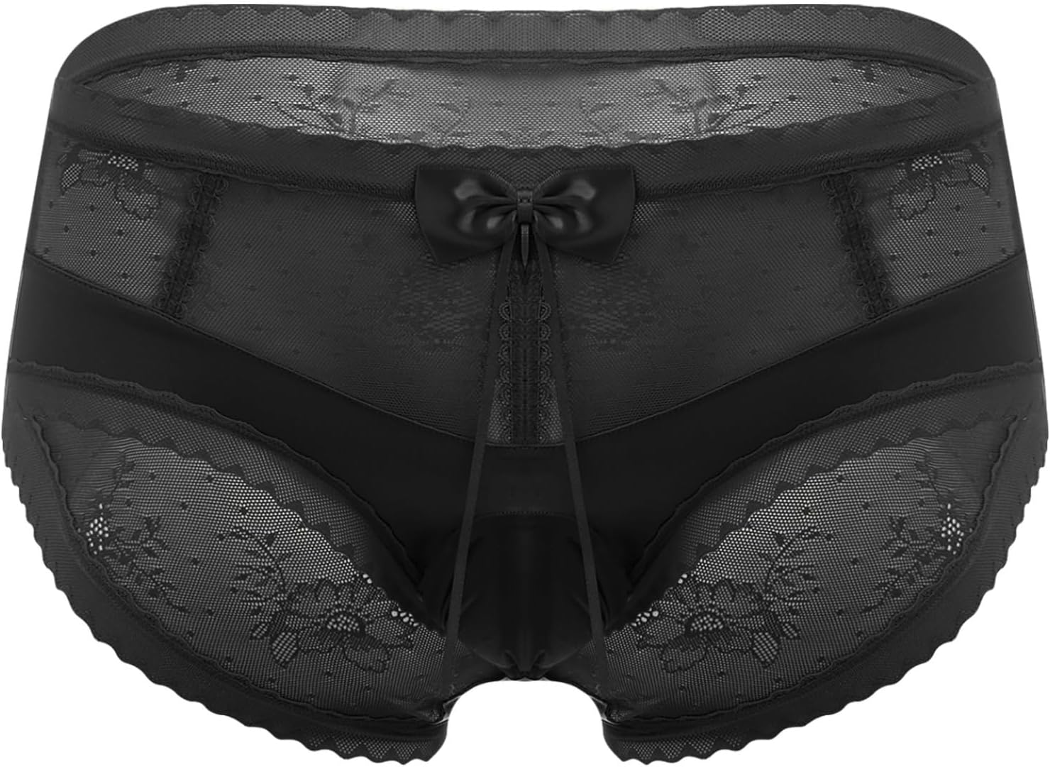 Mens Sexy Lace Trim Bulge Pouch Briefs Underwear Sissy Panties Sheer Mesh Underpants