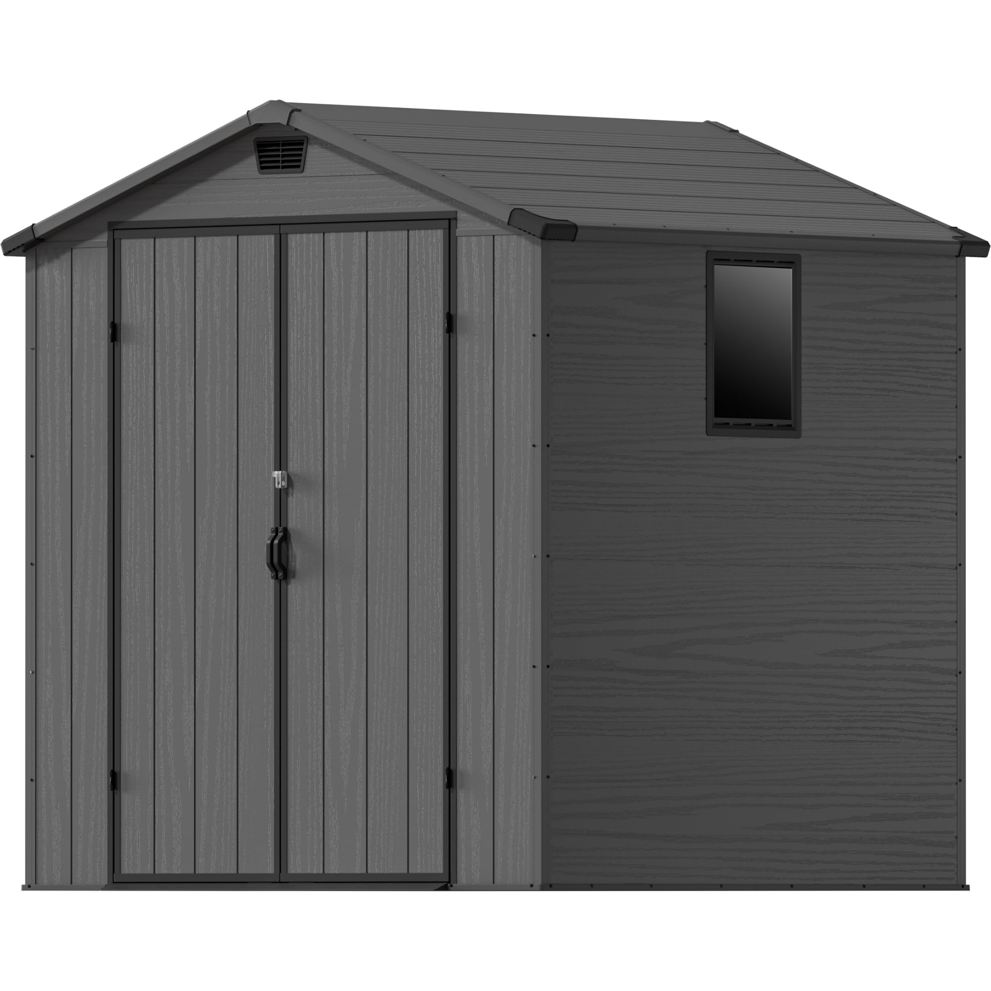 Devoko 6x6 FT Plastic Outdoor Storage Shed - Lockable Resin Tool Shed with Window &amp; Floor - Easy Assembly for Garden, Backyard, Dark Gray