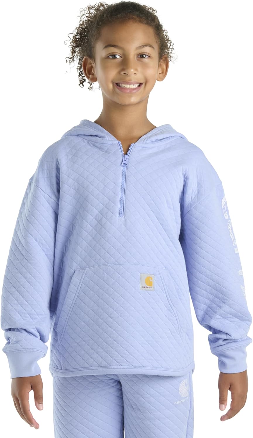Carhartt Kid's CA7108 Long-Sleeve Quilted Jersey Half Zip Sweatshirt - Girls