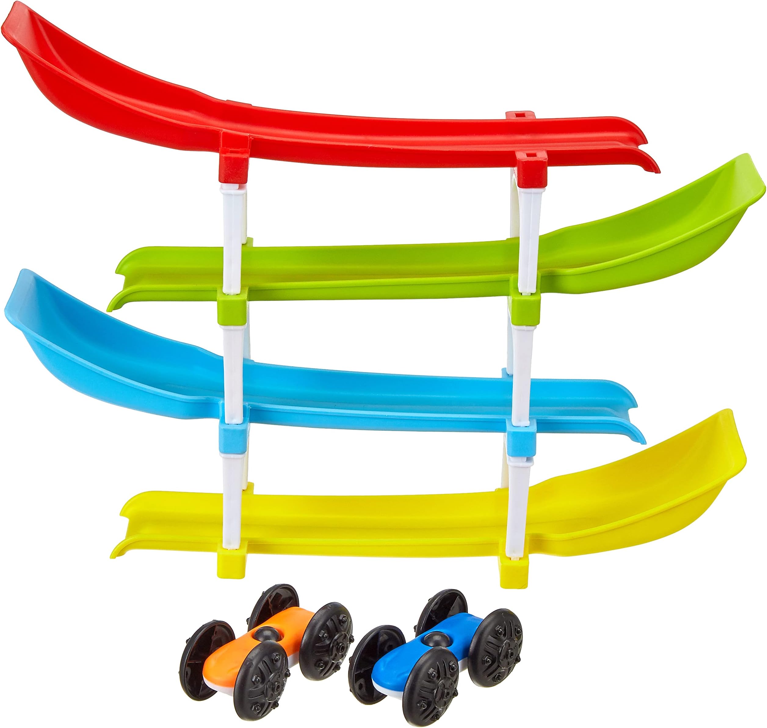 4 Level Ramp Race Gift for Kids | 2 Cars with 4 Ramps and Race Track for 1, 2, 3 Toddlers, Boys & Girls Educational Vehicle with Figures