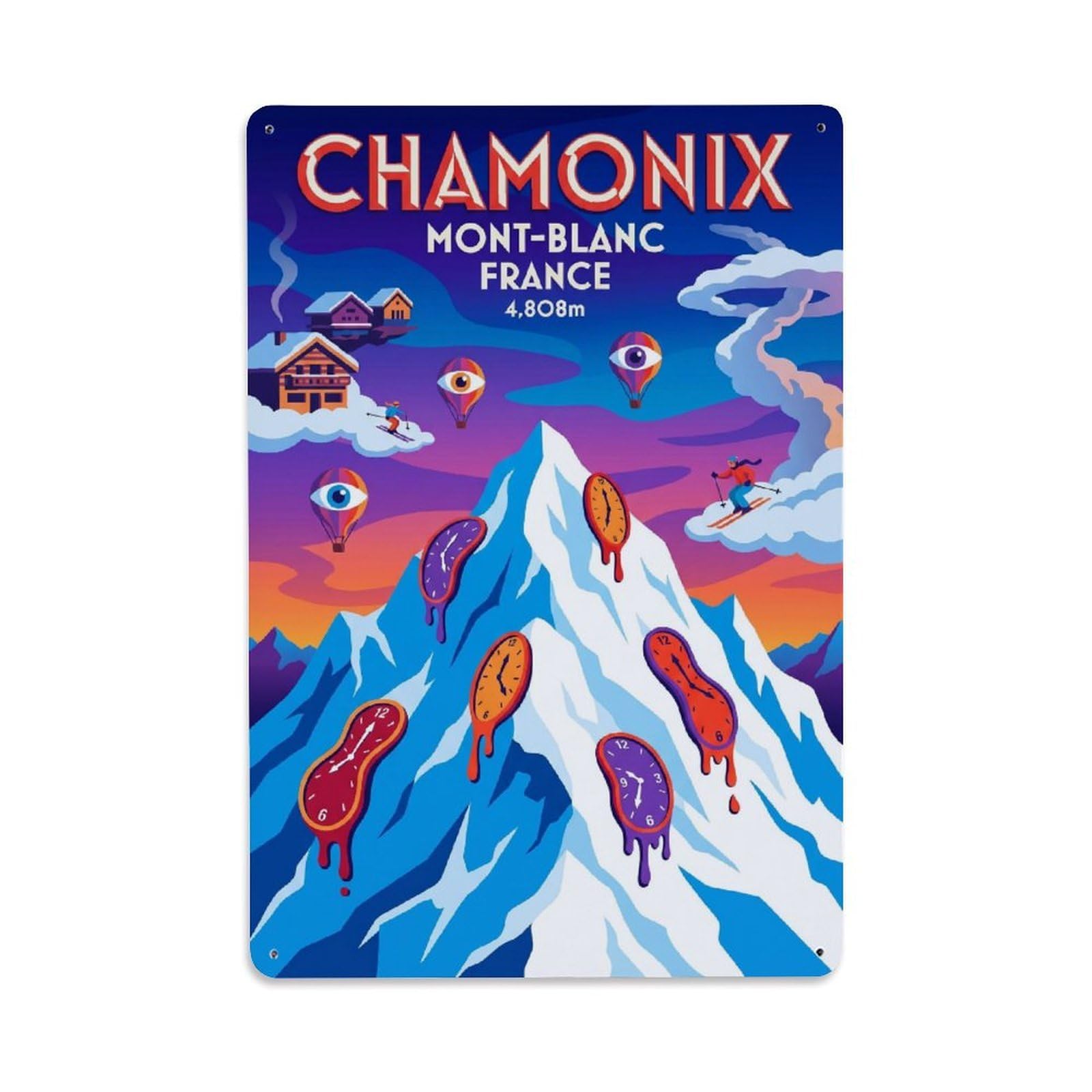 Olhnbad Style French Alps Chamonix France Surreal Alpine Travel Metal Tin Sign