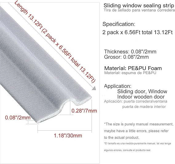 Bolivia's Window Seal, Premium Sound and Thermal Insulation Tape, 4 Meters Length, For Door and Window Edges, Wind and Dust Proof, Easy to Apply