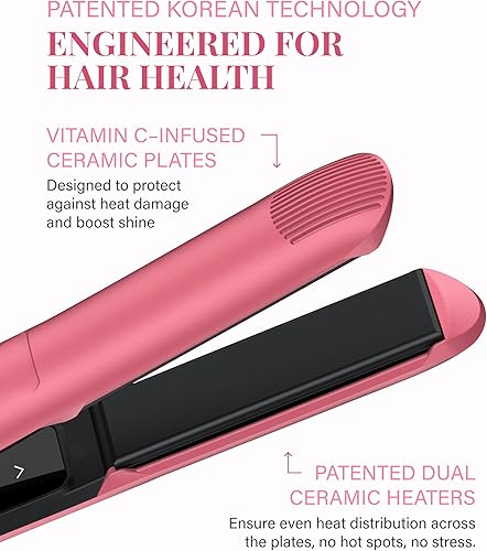 Miniatura 3 de GLAMPALM Plancha de pelo de cerámica de 1 pulgada con infusión de Vita C, herramienta profesional de salón número 1 de Corea, cable giratorio 3D y