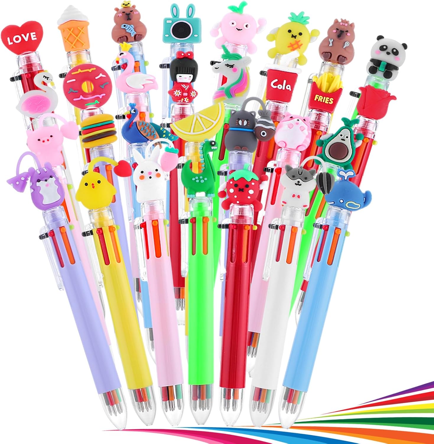 30 Pack Multicolor Pen in One Easter Party Favors 6-in-1 Fun Pens 6 Colors Cute Pens Easter Classroom Gifts Retractable Ballpoint Pen for Birthday Gifts, Student Rewards, Class Prizes
