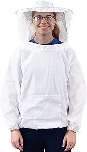 VIVO Professional White Medium Beekeeping Suit, Jacket, Pull Over, Smock with Veil BEE-V105M