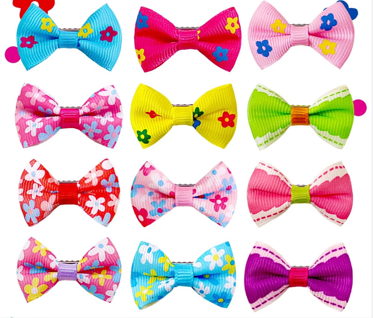 Lot de 20 Pinces à Cheveux pour Petit Chien et Chat avec Nœud Floral - Barrettes et Accessoires de Toilettage pour Animaux de Compagnie