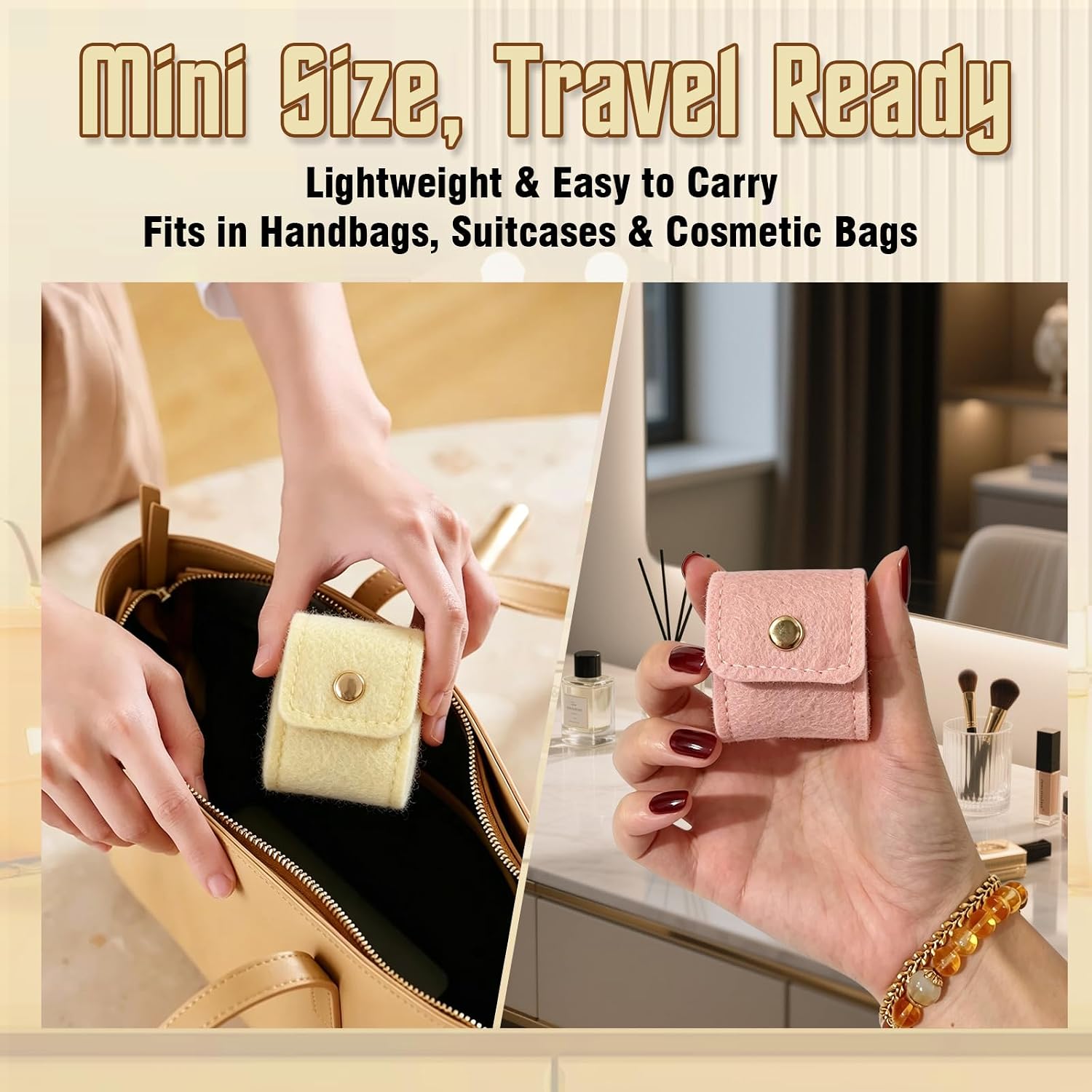 6pcs Mini Travel Jewelry Pouch Set, Foldable Jewelry Organizer with Snap Closure, Multi-Pocket Jewelry Storage Bag, Compact Travel Case for Necklaces, Earrings, Bracelets – 3 Colors