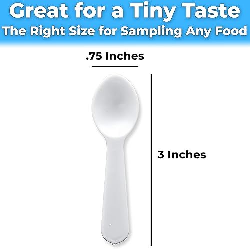 Miniatura 6 de Cucharas de degustación de plástico de 200 unidades extra resistentes, sin BPA. Mini catadores desechables para muestras pequeñas o porciones
