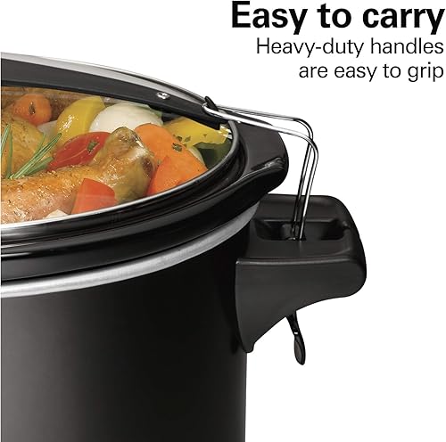 Miniatura 7 de Hamilton Beach Stay or Go 33261 - Olla de cocción lenta portátil con bloqueo de tapa, apta para lavavajillas, 6 cuartos de galón, color negro