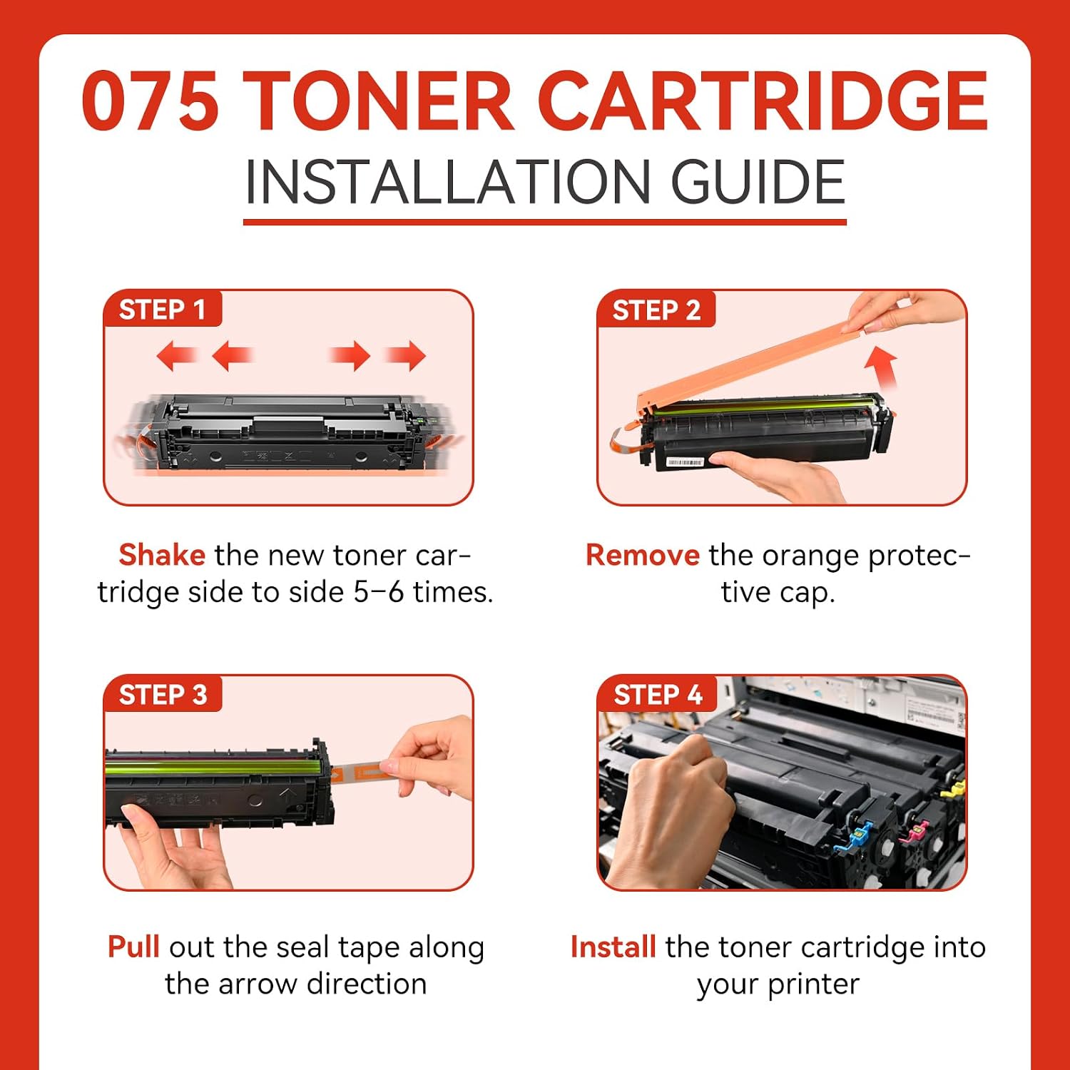 075 075H Toner Cartridge 4 Pack Replacement for Canon CRG-075 075HCompatible with Canon Color imageCLASS MF665Cdw MF664Cdw MF662Cdw LBP646Cdw LBP647Cdw and MF660 LBP640 Series Printers( BK/C/M/Y)