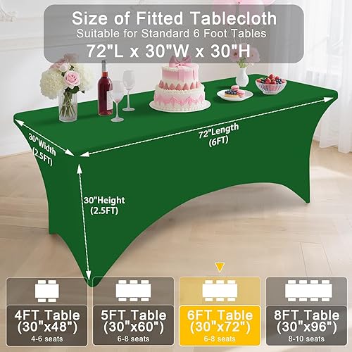 Miniatura 223 de Smiry Paquete de 2 manteles de elastano de 6 pies, elásticos ajustables, lavables y sin arrugas, rectangulares para mesa de patio, para exteriores,