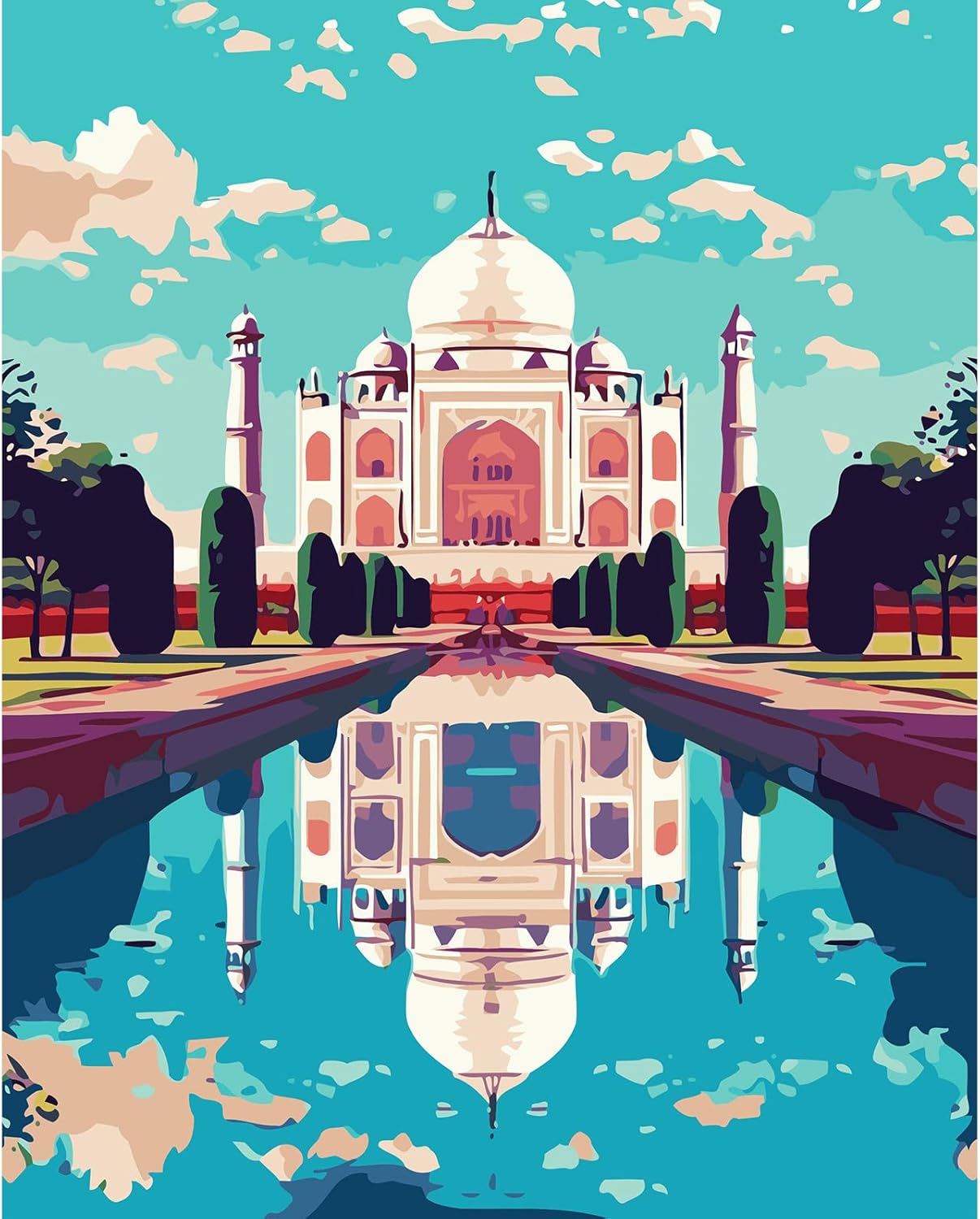 Fountor Paint by Numbers Kit for Adults Beginner, Building