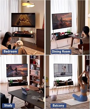 Mobile TV Cart Rolling TV Stand with Large Storage Cabinet and Pegboard Storage for 40-75 Inch Screens, Heavy Duty Portable Floor TV Stand on Wheels, Hold Up to 220lbs(100cm/39.4in)