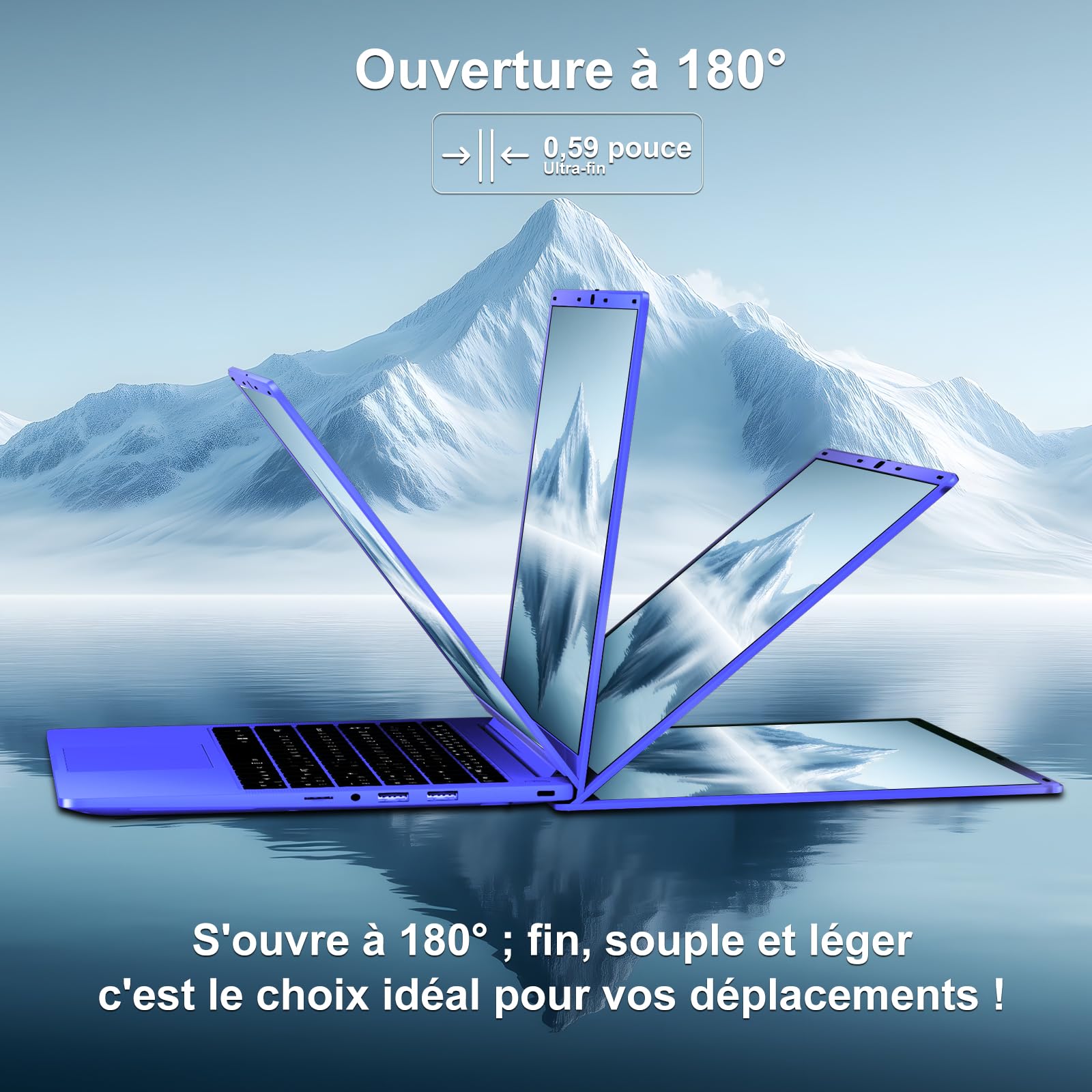 Ordinateur Portable 14 Pouces Celeron N5095(jusqu'à 2,9 GHz)8Go RAM Win11 256Go SSD Extension1To 5G WiFi 1920x1080FHD PC Portable avec Souris sans Fil qwerty Clavier AZERTY Membranedu Clavier-Violet10