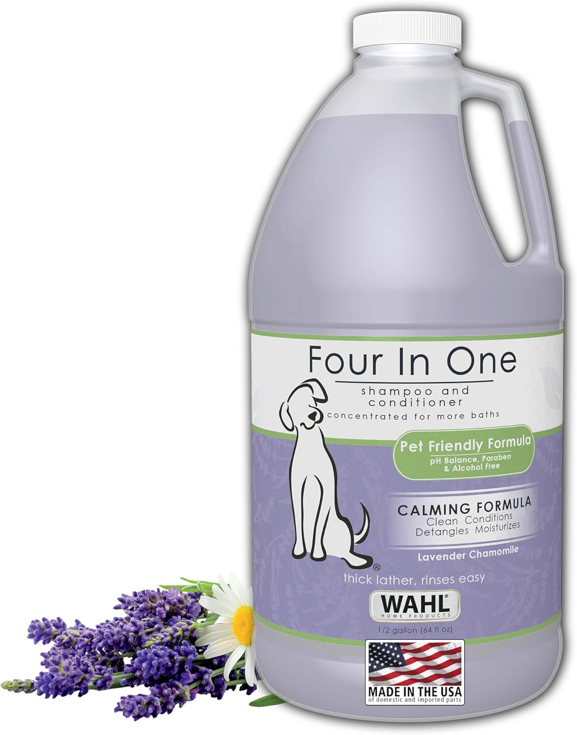 Wahl USA 4-in-1 Calming Pet Shampoo for Dogs with a Lavender Chamomile Scent – Cleans