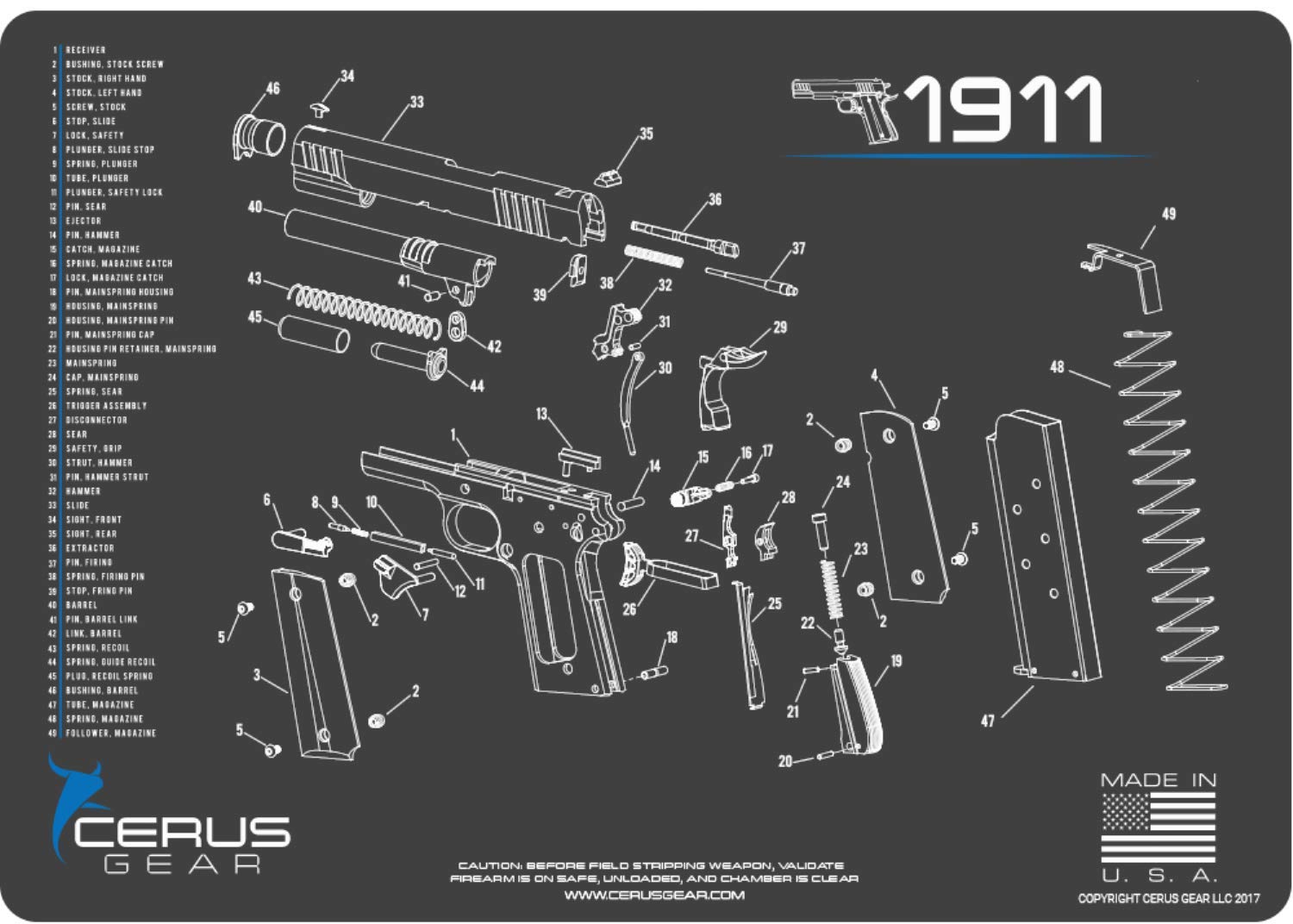 EDOG p320 Gun Cleaning Mat - Tan Schematic (Exploded View) Diagram Compatible with Sig Sauer P320 TAN Series Pistol 3 mm Padded Pad Protect Your Firearm Magazines Bench Surfaces Gun Oil Resistant