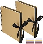 MOUYAT 2 PCS 10 x 10 Inch Scrapbook Photo Album, 50 Sheets / 100 Pages Photo Album,Square Blank Memory Book DIY Handmade Scrapbooking Album with Brown Kraft Cover for Wedding, Craft, Valentines