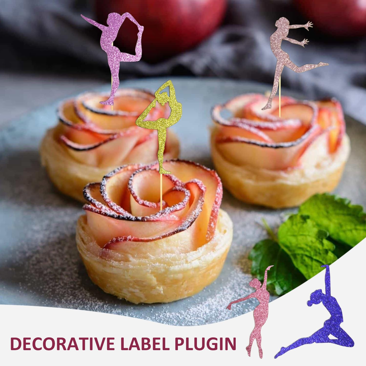 32 Pièces Inserts De Décoration De Gâteaux, Inserts De Décoration De Gâteaux De Gymnastique, Décorations De Gâteaux De Danse, Inserts De Décoration De Gâteaux À Paillettes