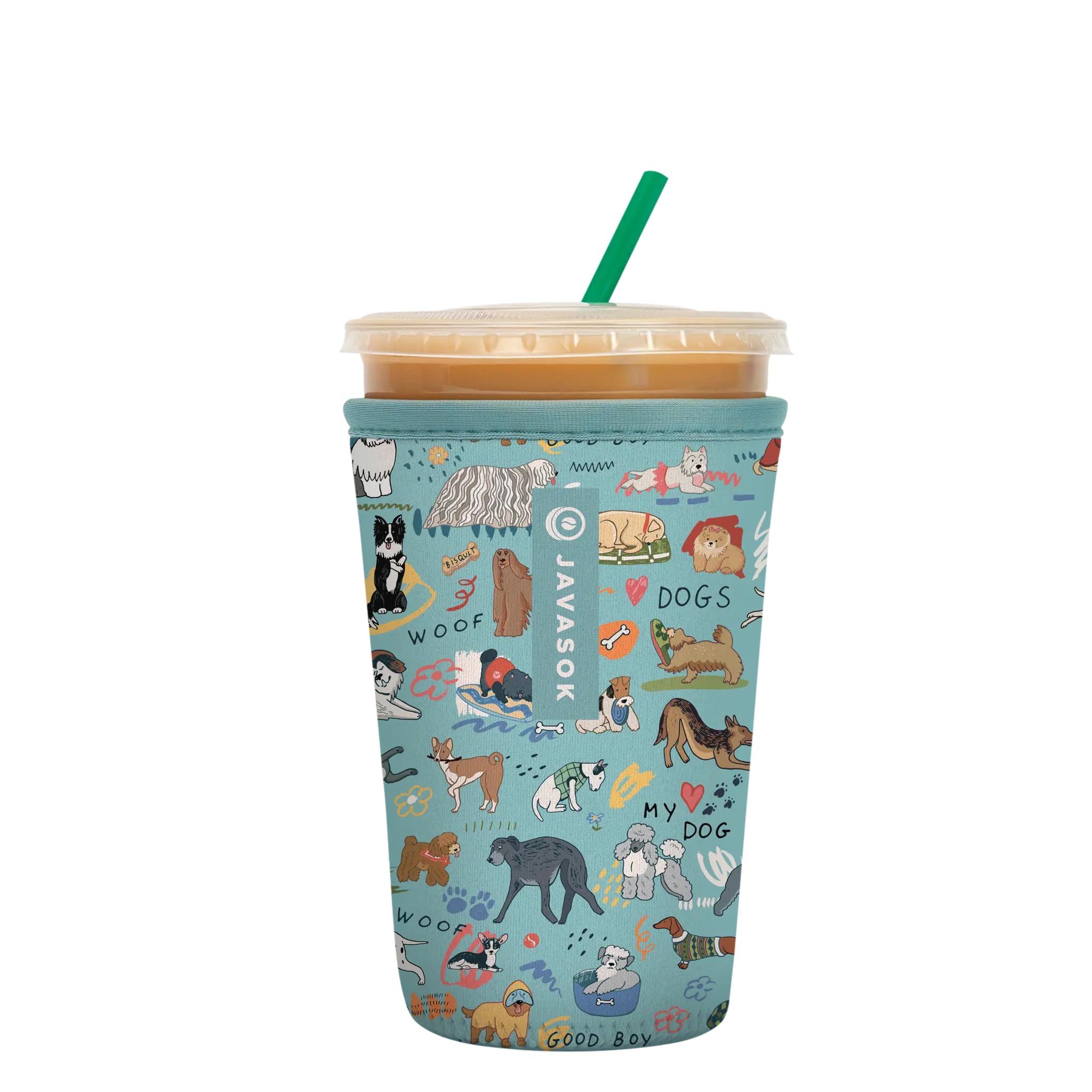 Sok It JavaSok Iced Coffee &amp; Cold Soda Insulated Neoprene Cup Sleeve (Dog Days Forever, Medium: 22-28oz)