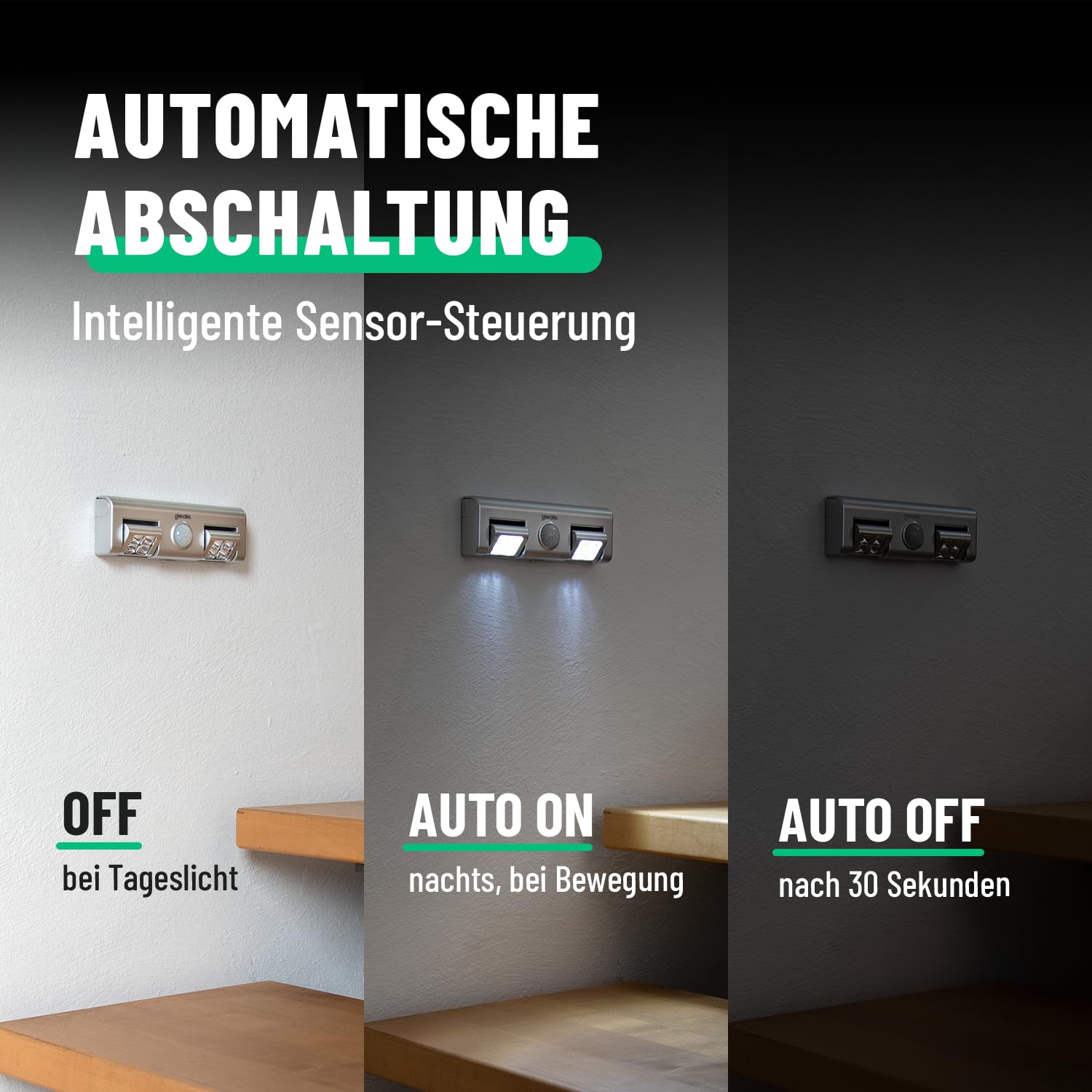 BIGMONAT Drahtlose LED-Schrankleuchte – 2 Stück, Fernbedienbar, Batteriebetrieben, Mit Timer (4 LEDs, 3000K, 80 Lumen)