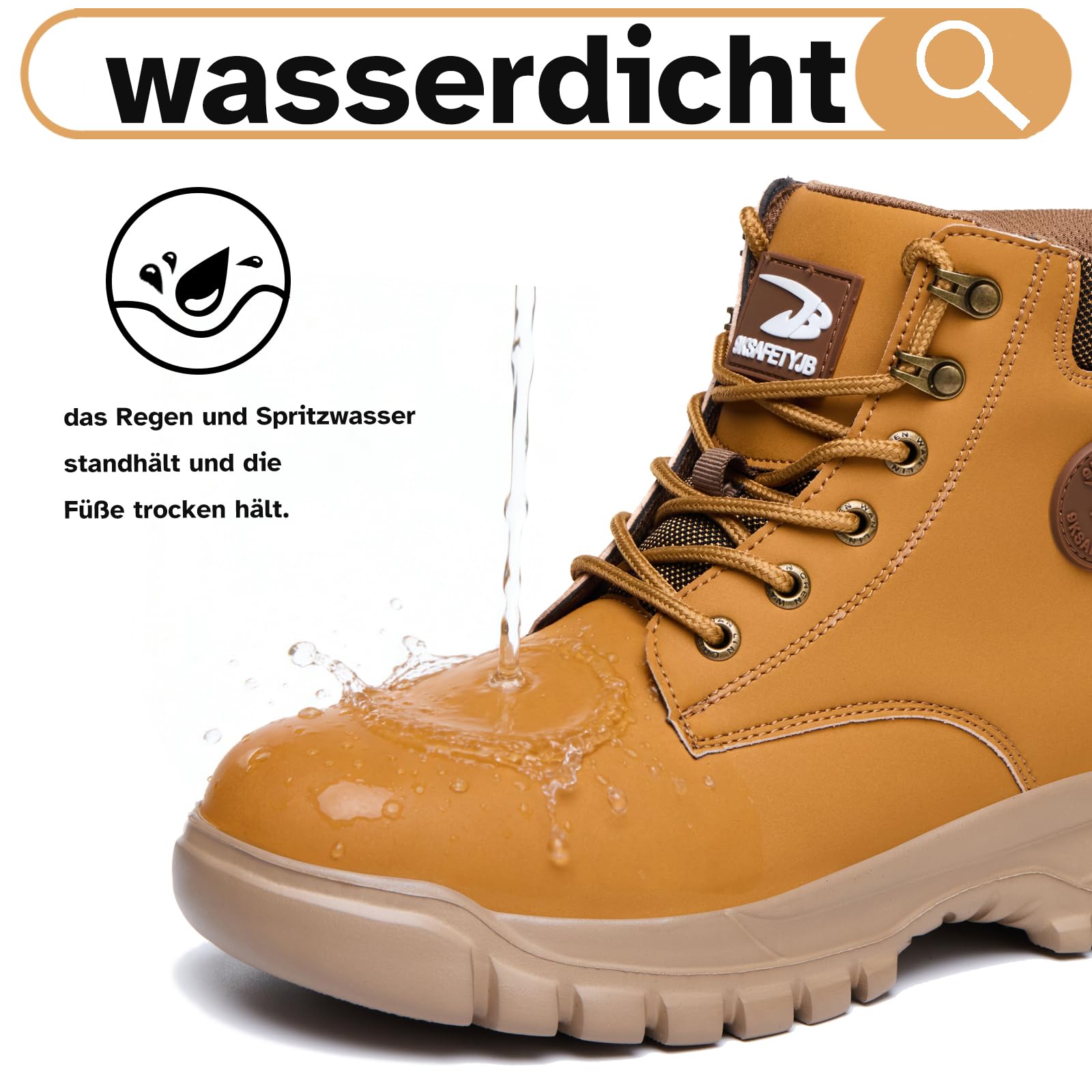 buty robocze wodoodporne dla mężczyzn i kobiet buty ochronne lekkie obuwie robocze ze stalowym podnoskiem antypoślizgowe buty budowlane trzewiki robocze, brązowy, 37 EU