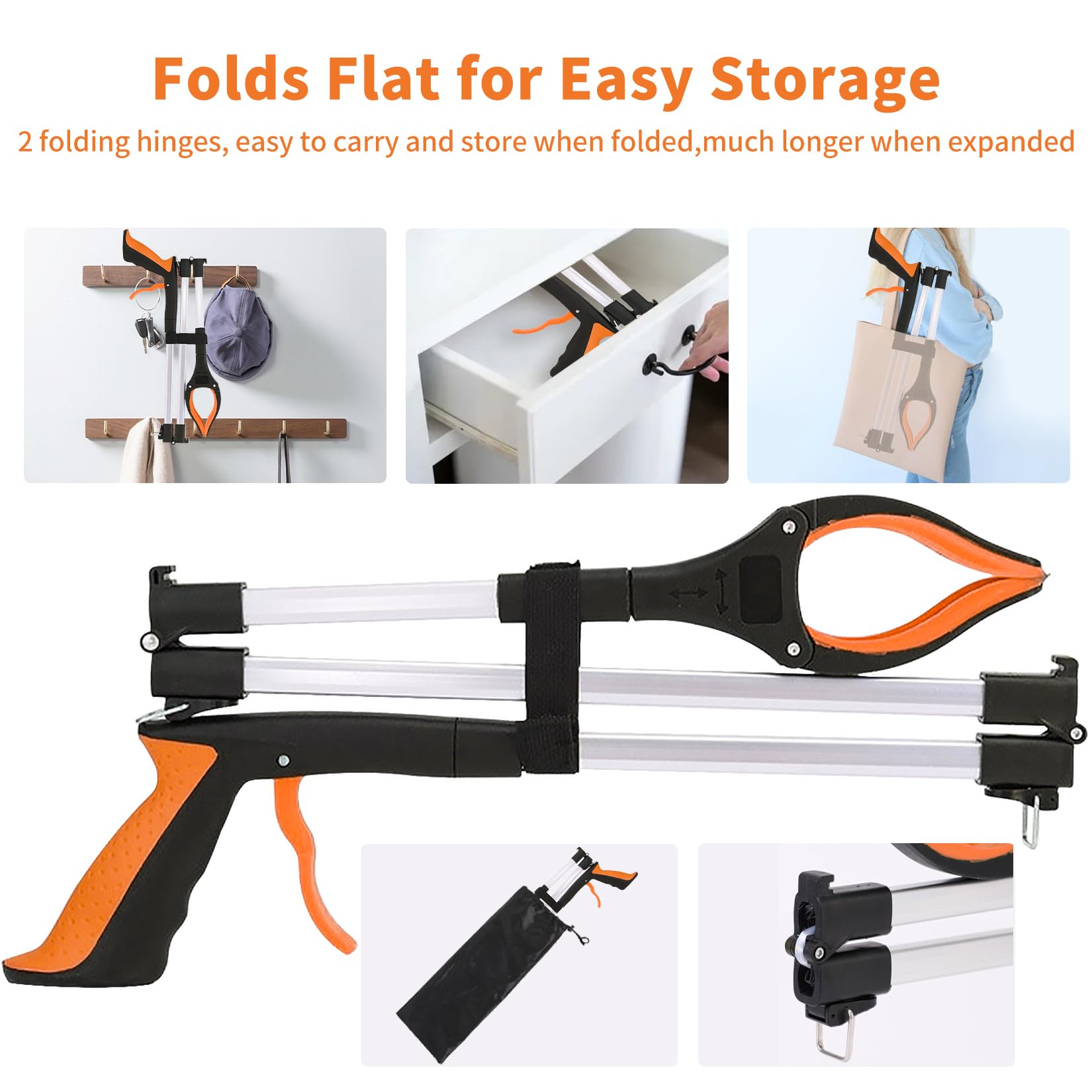 Pince De Préhension Pliable LINKINNO - Bras Extra-long 91 Cm, Tête Rotative 360°, Aimant - Pour Personnes âgées Ou Mobilité Réduite