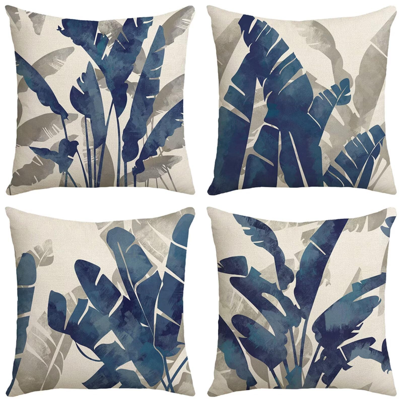 Taie d'oreiller 40x40 bleu lot de 4 pour rénover un canapé