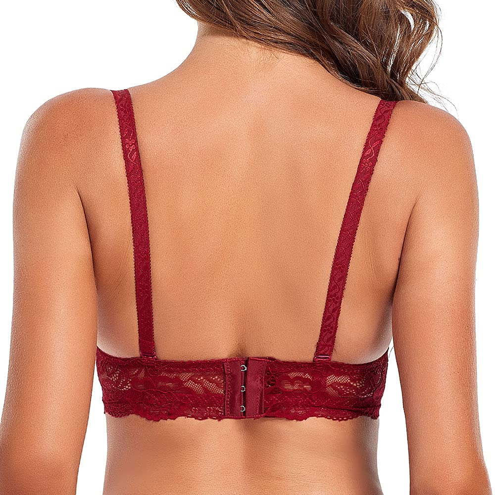 SHEKINI 2 Pièces Ensemble Lingerie Femme Dentelle Armatures Soutien Gorge Bretelles Amovibles String Elegance Bra avec Push Up et Tanga Lingerie Set