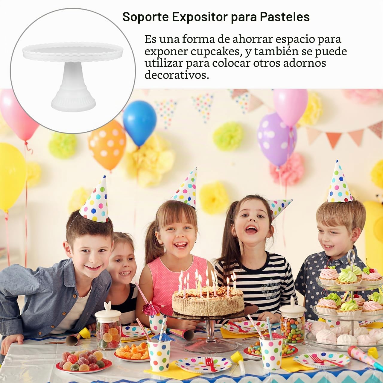 Amosfun Soporte De Visualización De Pastel para Fiesta De Bodas Y Cumpleaños Bandeja para Cupcakes Postres Galletas Frutas Y Dulces Material Ecológico 12.59 X 12.59 X 7.67 in