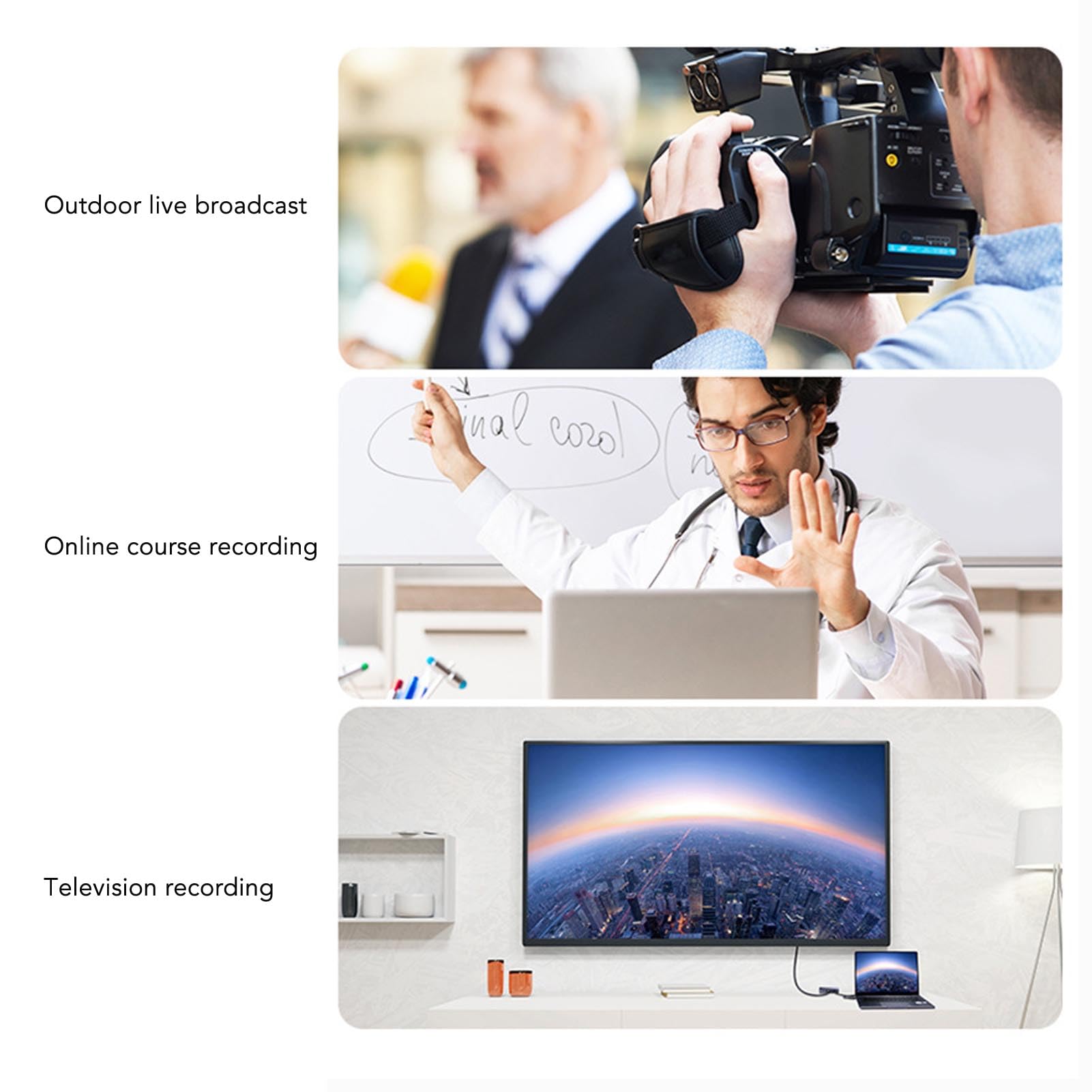 Scheda di Acquisizione Video 4K, Dispositivo di Acquisizione Video USB 3.0 con Porta da 3,5 Mm, Scheda di Acquisizione USB C per Streaming Live, Registrazione Video, Sale