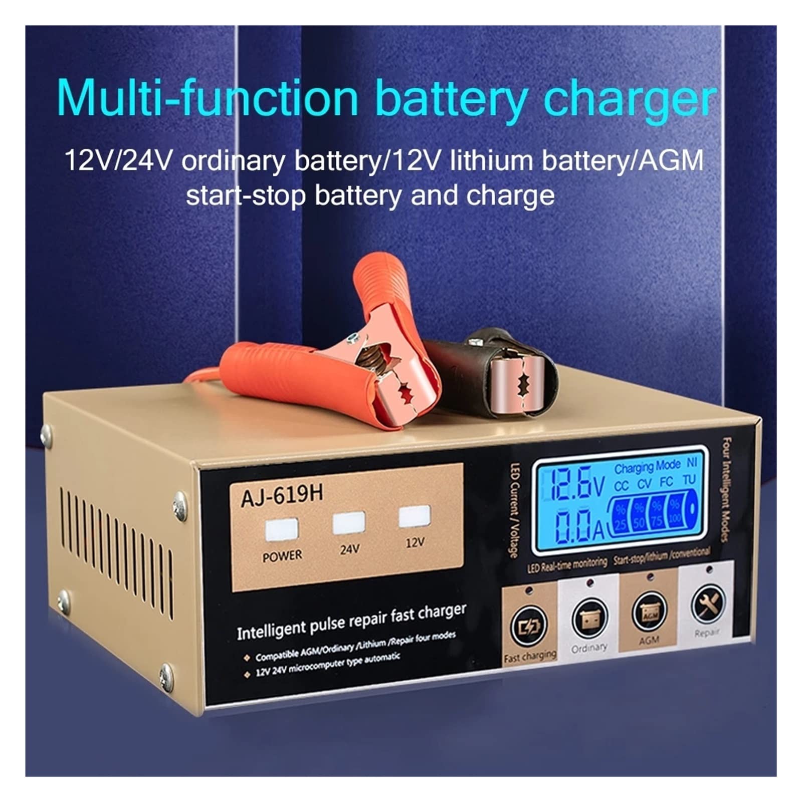 Ładowarka Baterii, Ładowarka samochodowa 12V/24V 12v 24v w pełni automatyczna inteligentna bateria do naprawy impulsów 260W moc do samochodu ciężarówka suv łódź motocykl