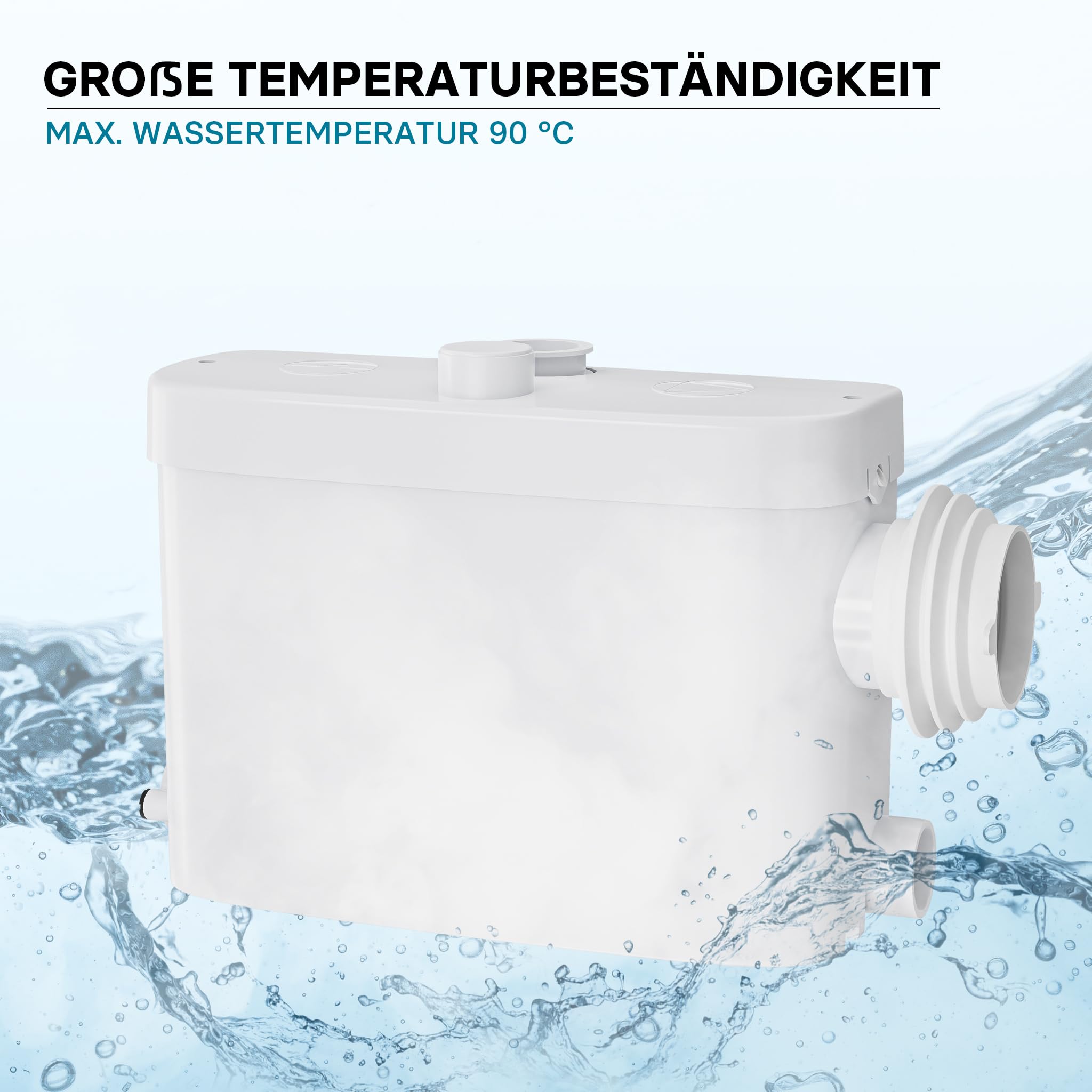 XPOtool 3/1 Kleinhebeanlage mit seitlichem Anschluss, Hebeanlage 450 W mit Häcksler, Abwasserhebeanlage bis 7,5 m, Fäkalienhebeanlage für WC und Dusche