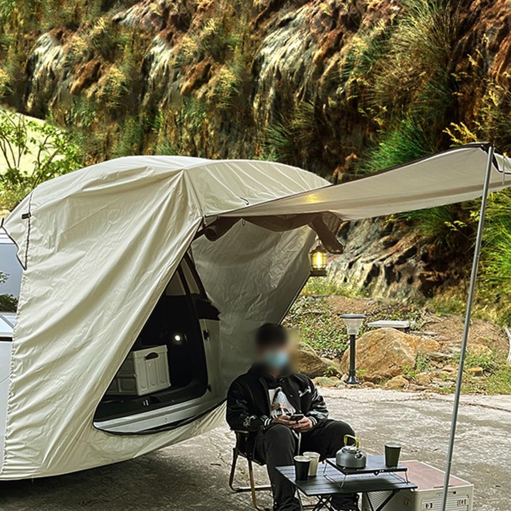 Tienda de campaña MPV para portón trasero de coche con tela impermeable resistente a los rayos UV, montaje magnético y malla fina con flujo de aire e insectos (MPV estándar blanco)