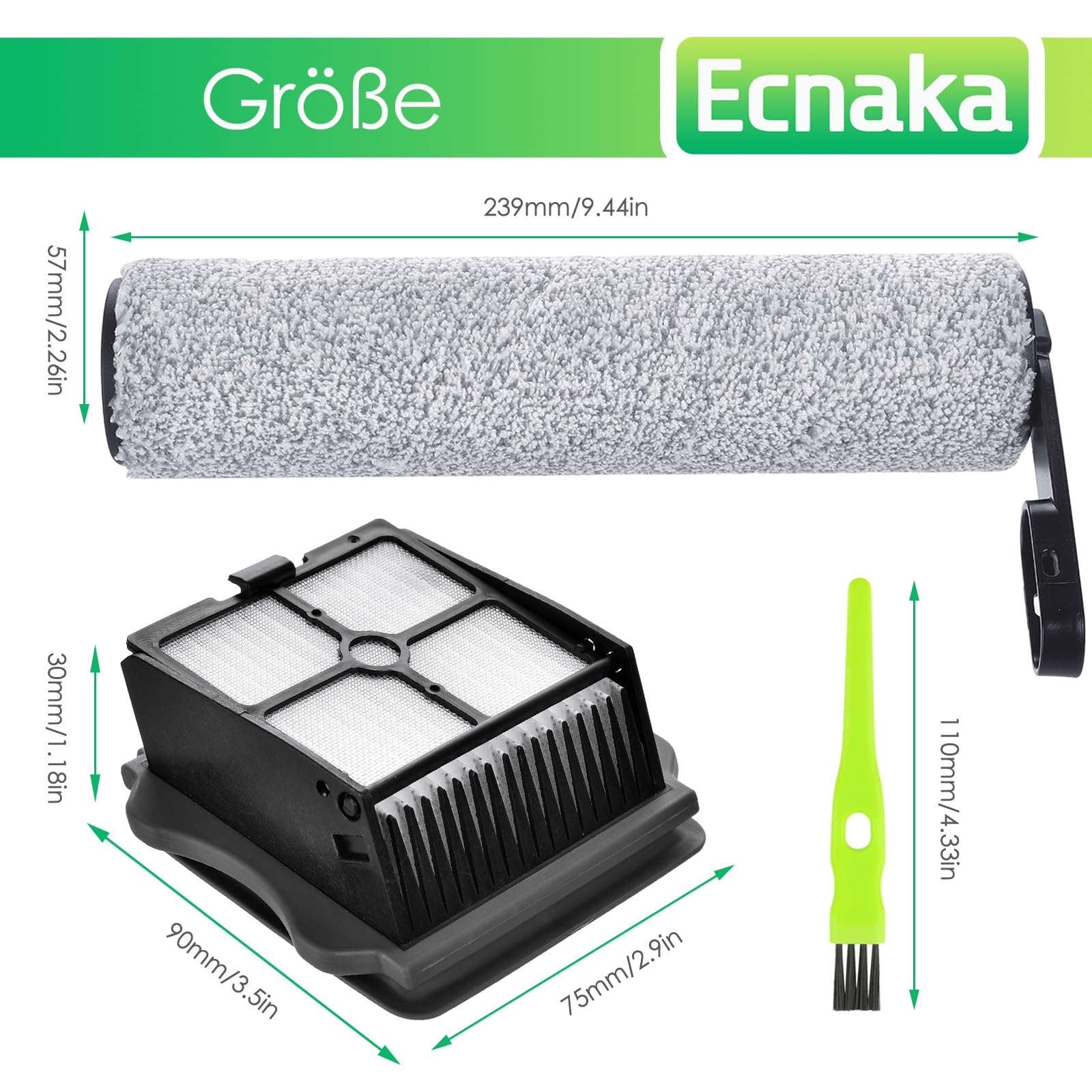 6 Stück Bürstenrolle Zubehör Ersatzteile für Tineco Floor One S5/S5 Pro/S5 Pro 2/S5 Extreme Nass- und Trockensauger(2 Bürstenwalze + 4 HEPA-Filter)