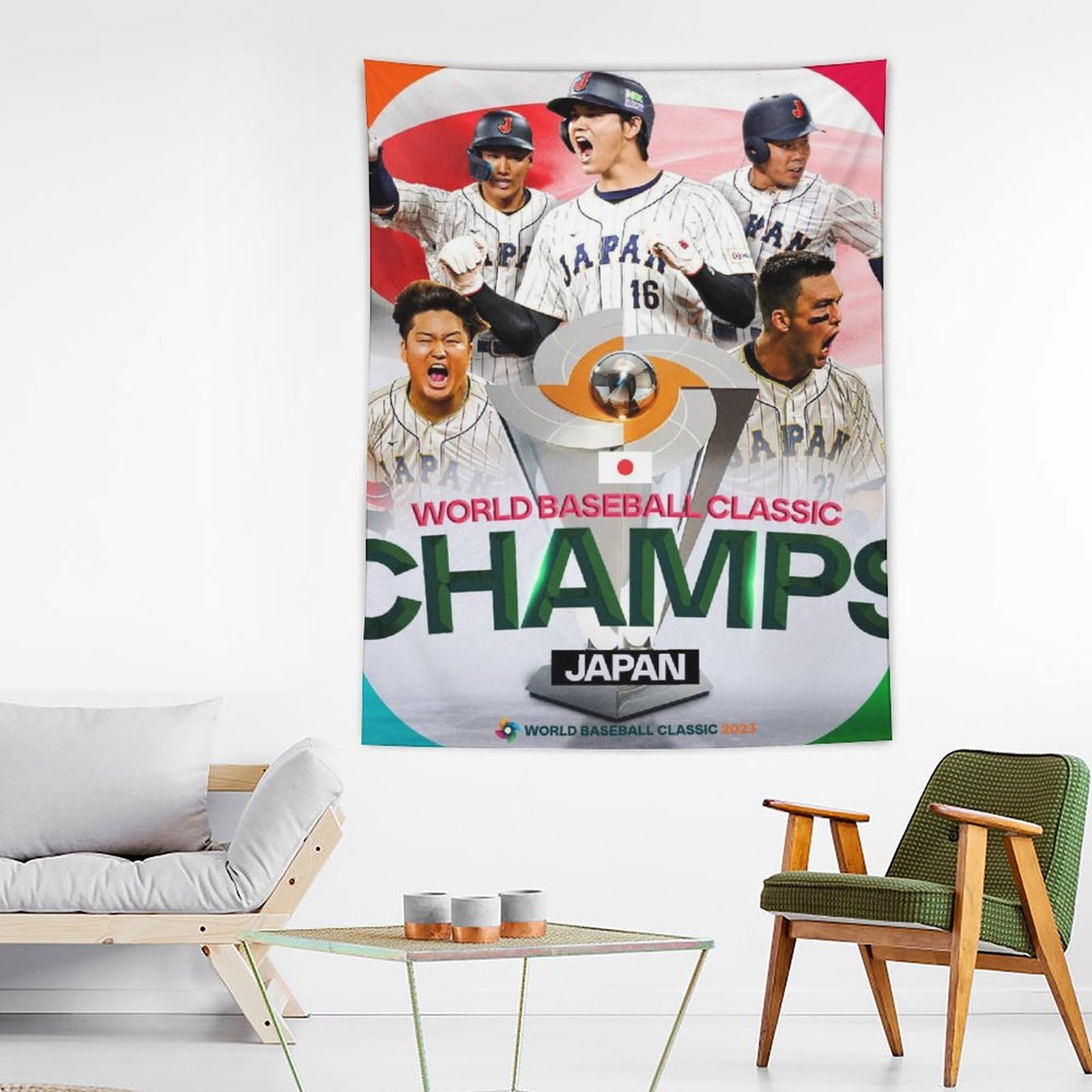 WBC 優勝記念 タペストリー Amazon.co.jp: 2023 WBC 侍JAPAN 大谷翔平 優勝おめでとう 壁掛け 壁
