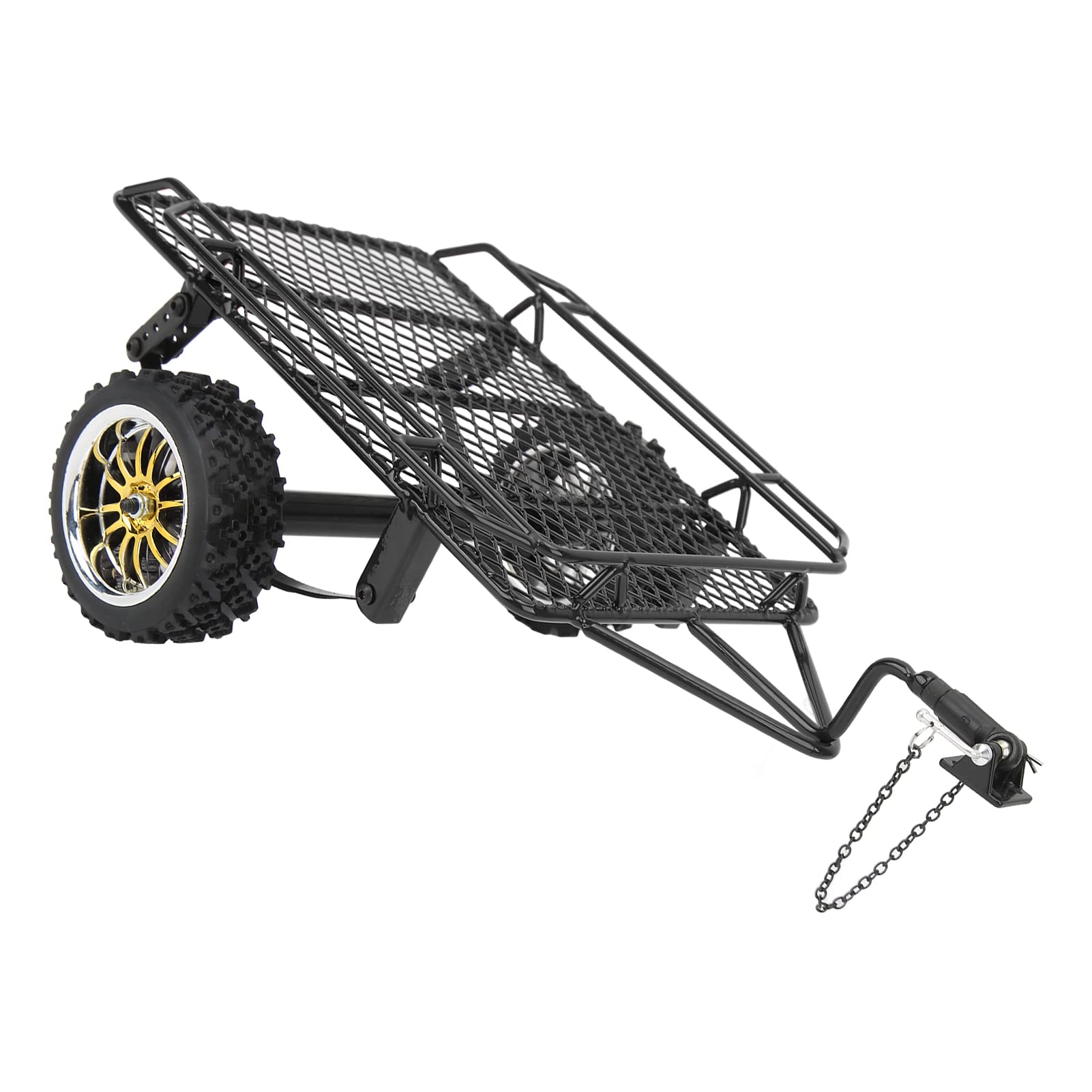 Mała przyczepa RC wystarczająco dużo miejsca do przechowywania z żelaza i gumy, łatwa instalacja, dekoracyjna, praktyczna, metalowa przyczepa wiaderkowa RC do SCX10 D90 GEN8 (czarna)