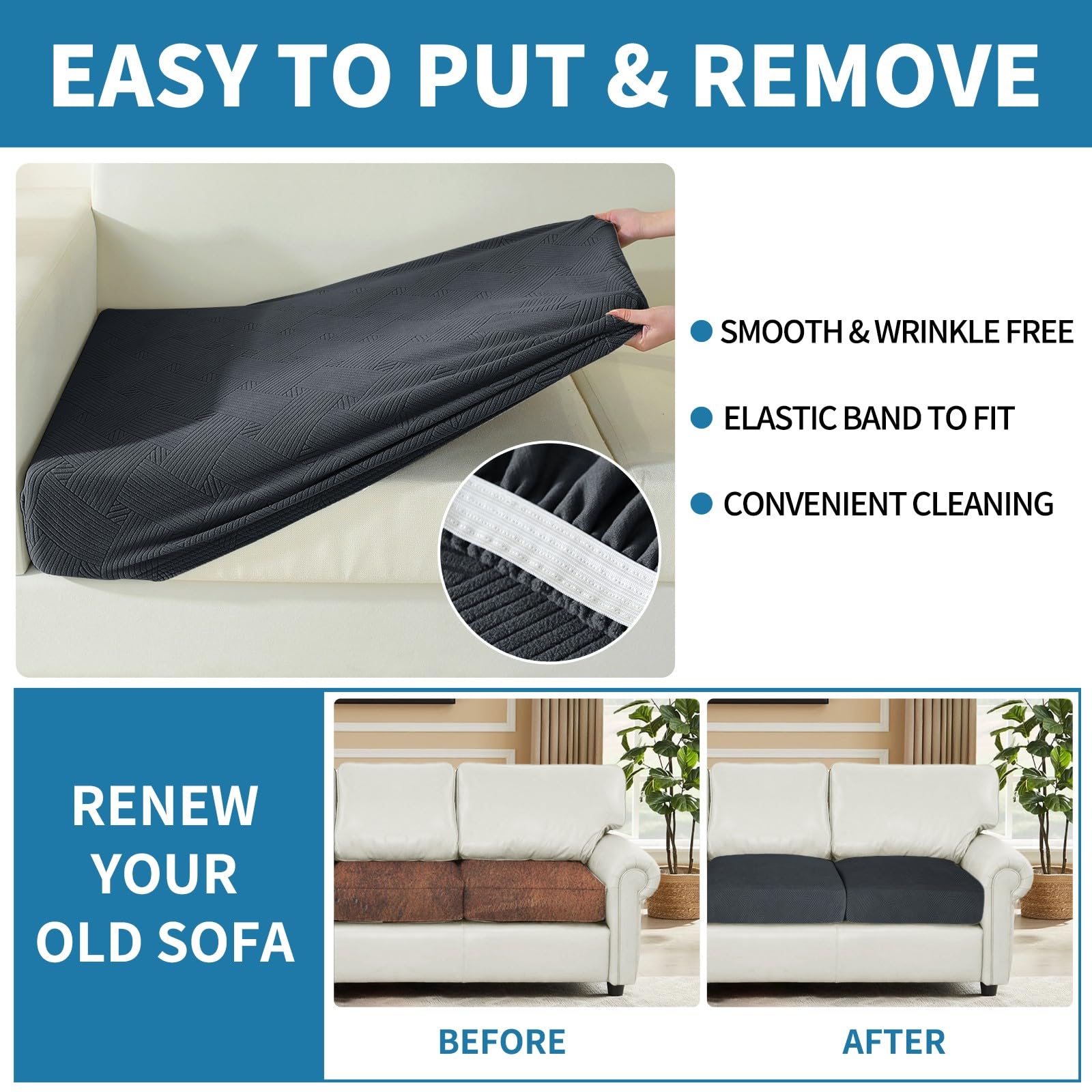 Ystyle Sofa Sitzkissenbezug Stretch, Sofa Sitzbezug, Elastischer Kissenbezüge, Sofa Sitzkissen Sofa Überzug Couch Überzug Schonbezug Sofabezug Sofaschoner (Grau, 2 Sitzer)