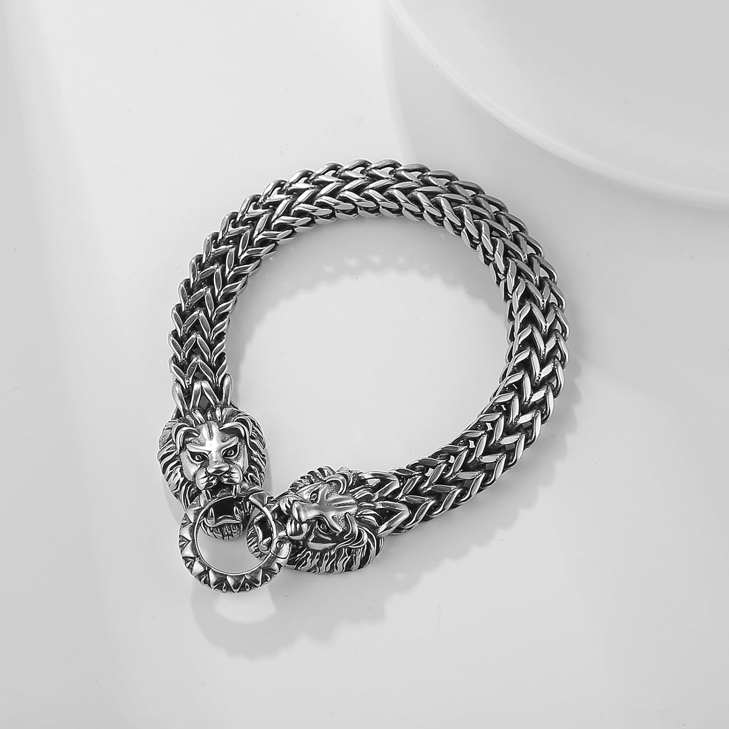 HZMAN Lion Head Bracelet for Men Stainless Steel Heavy Metal Franco Square Box Link Chain Bracelet Jewelry Gift - Image 4