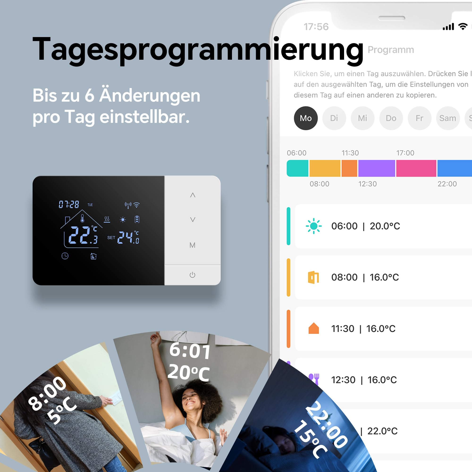BEOK CONTROLS Thermostat für Gasheizkessel, Kabelloses Heizungsthermostat